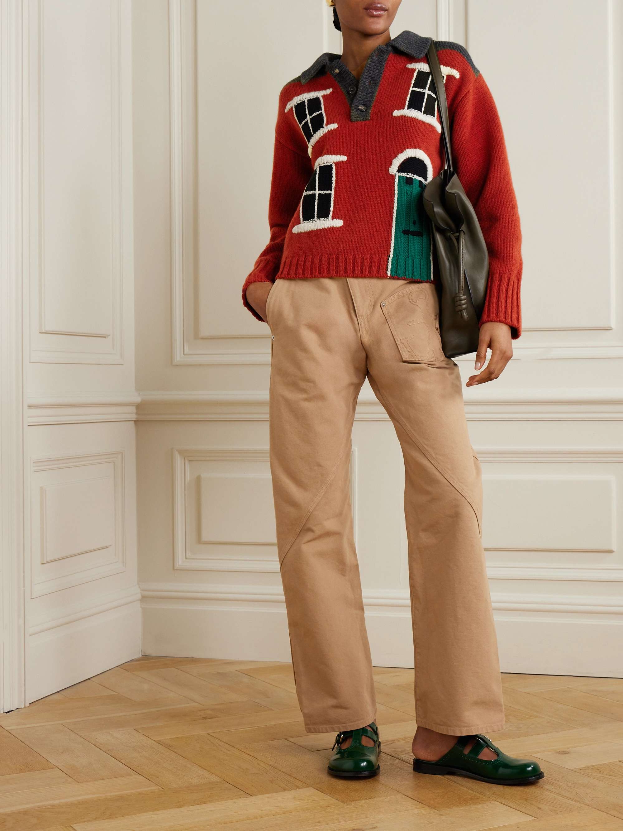 House intarsia wool polo sweater view