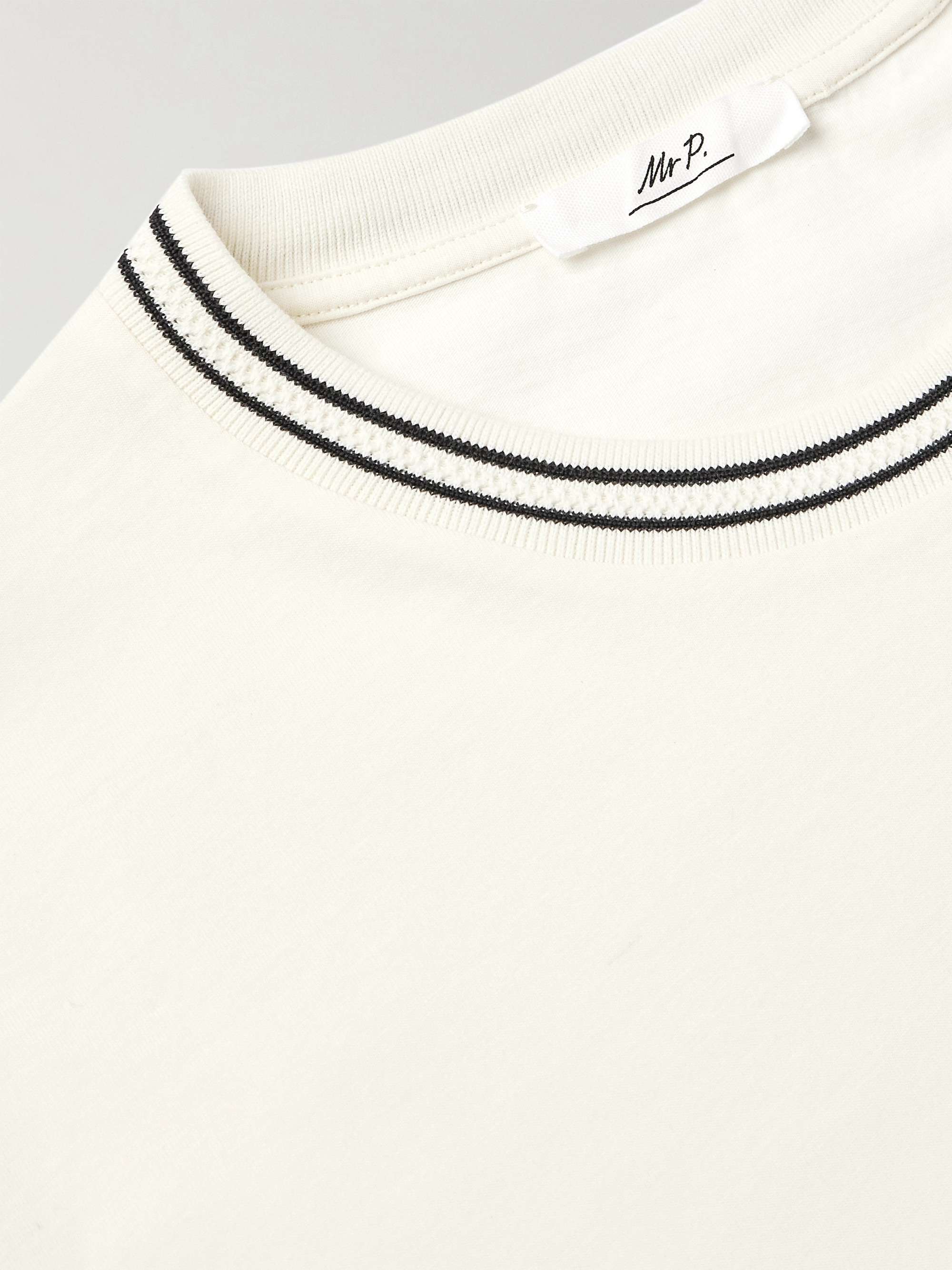 Striped Pointelle-Trimmed Organic Cotton-Jersey T-Shirt view