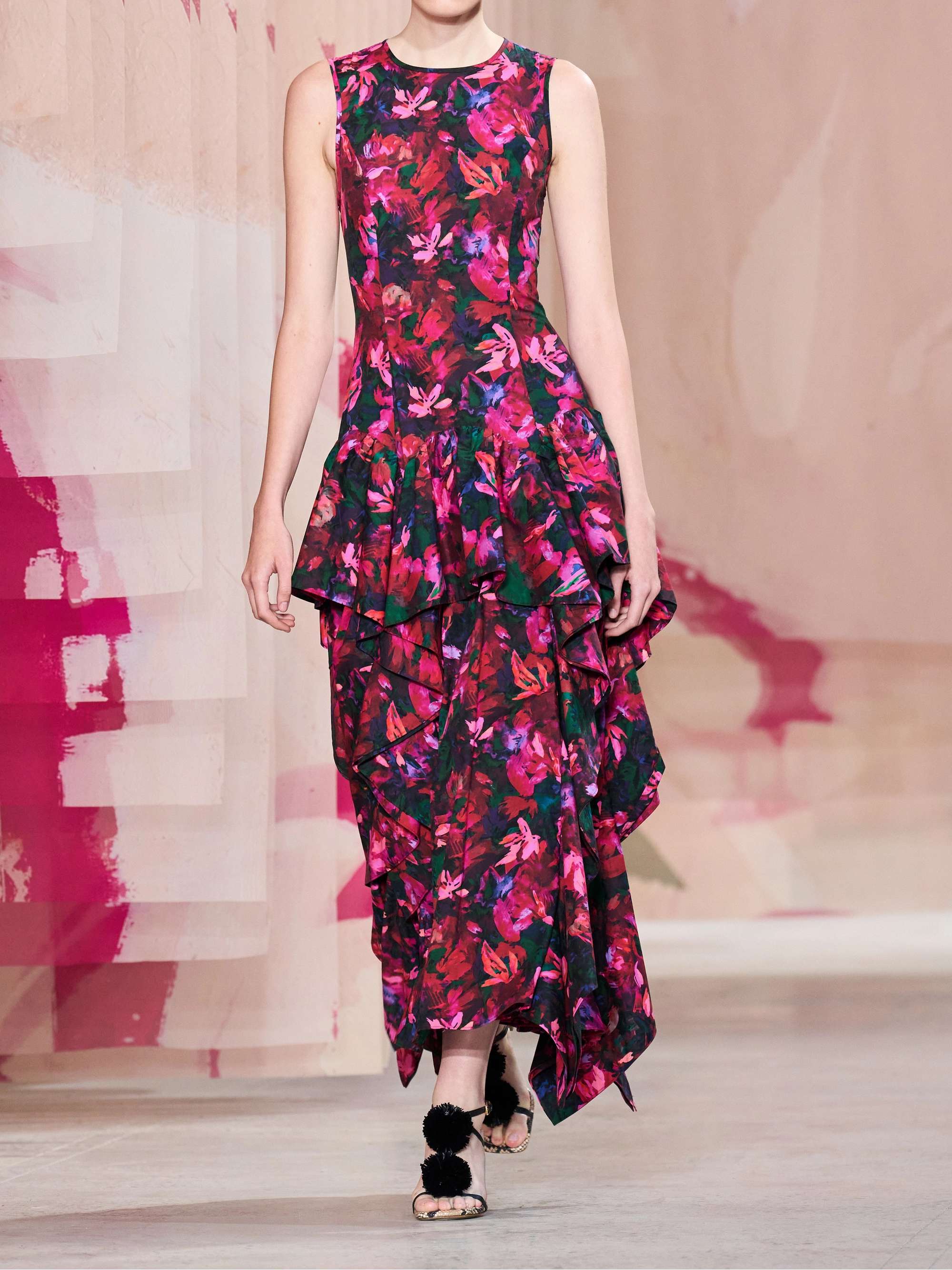 Mural ruffled floral-print cotton-poplin maxi dress view