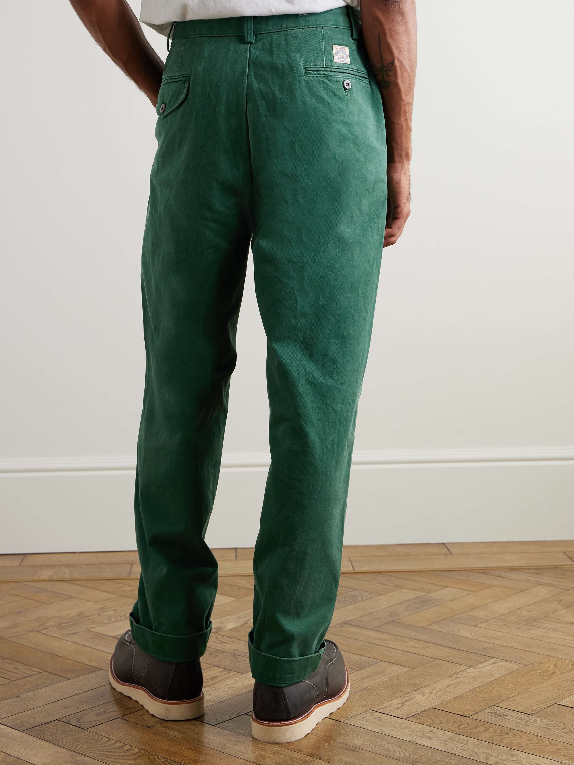 Tapered Pleated Cotton-Twill Chinos view