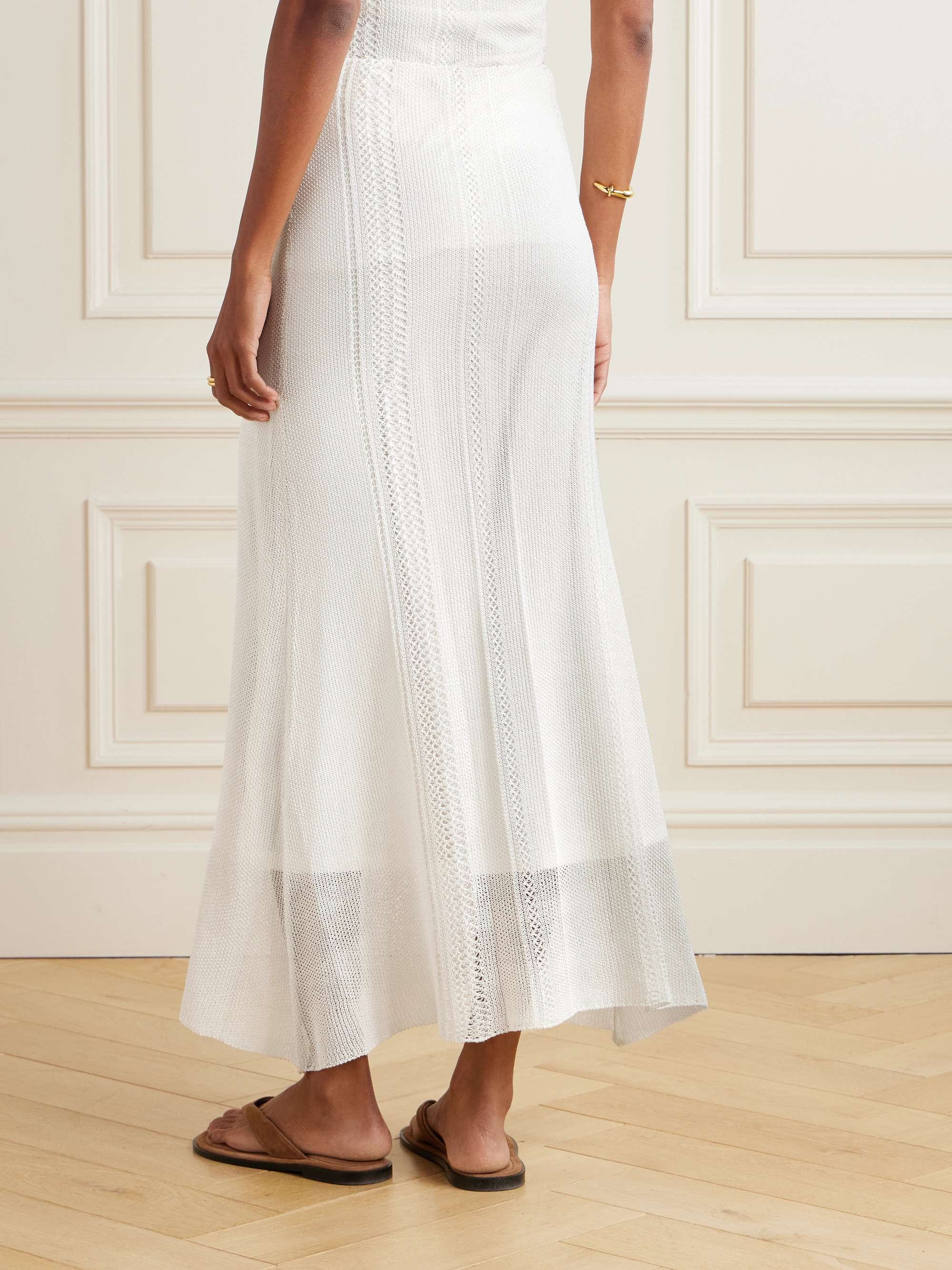 Treillis crocheted cotton-blend maxi skirt view