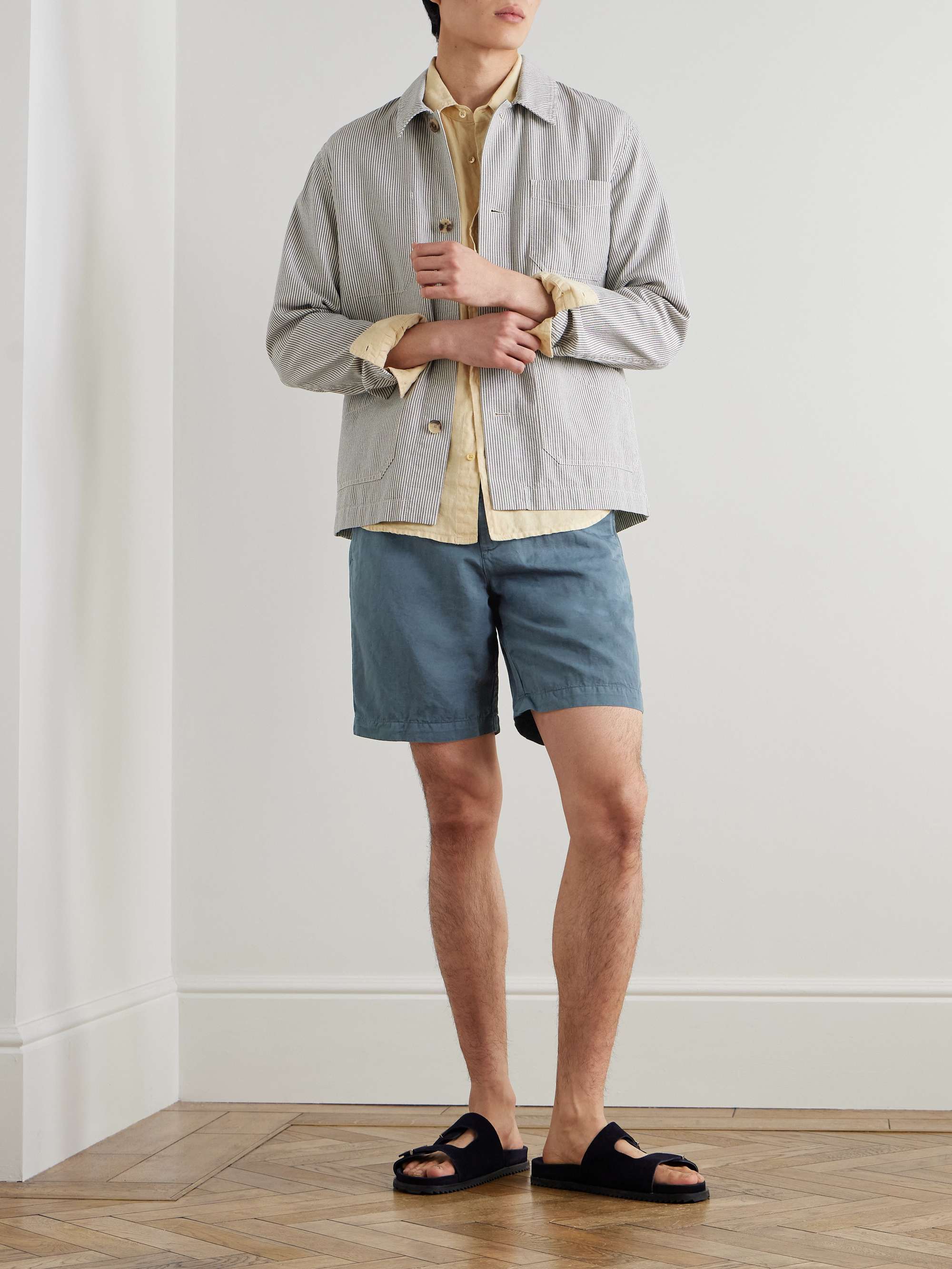 Wide-Leg Organic Cotton and Linen-Blend Bermuda Shorts view