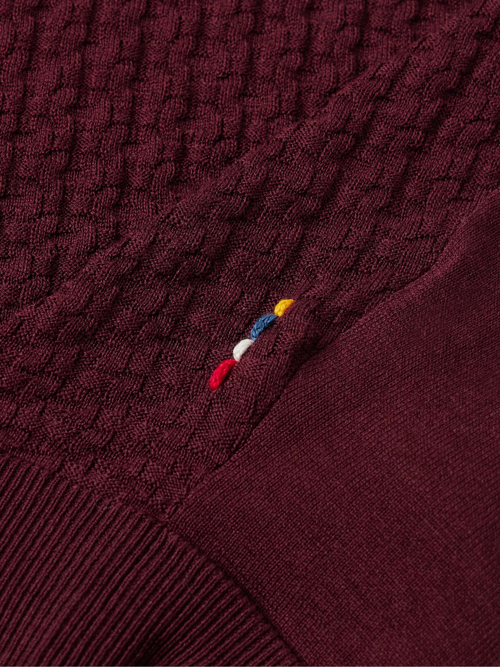 Horton Maybrook Slim-Fit Textured Silk and Cotton-Blend Polo Shirt view