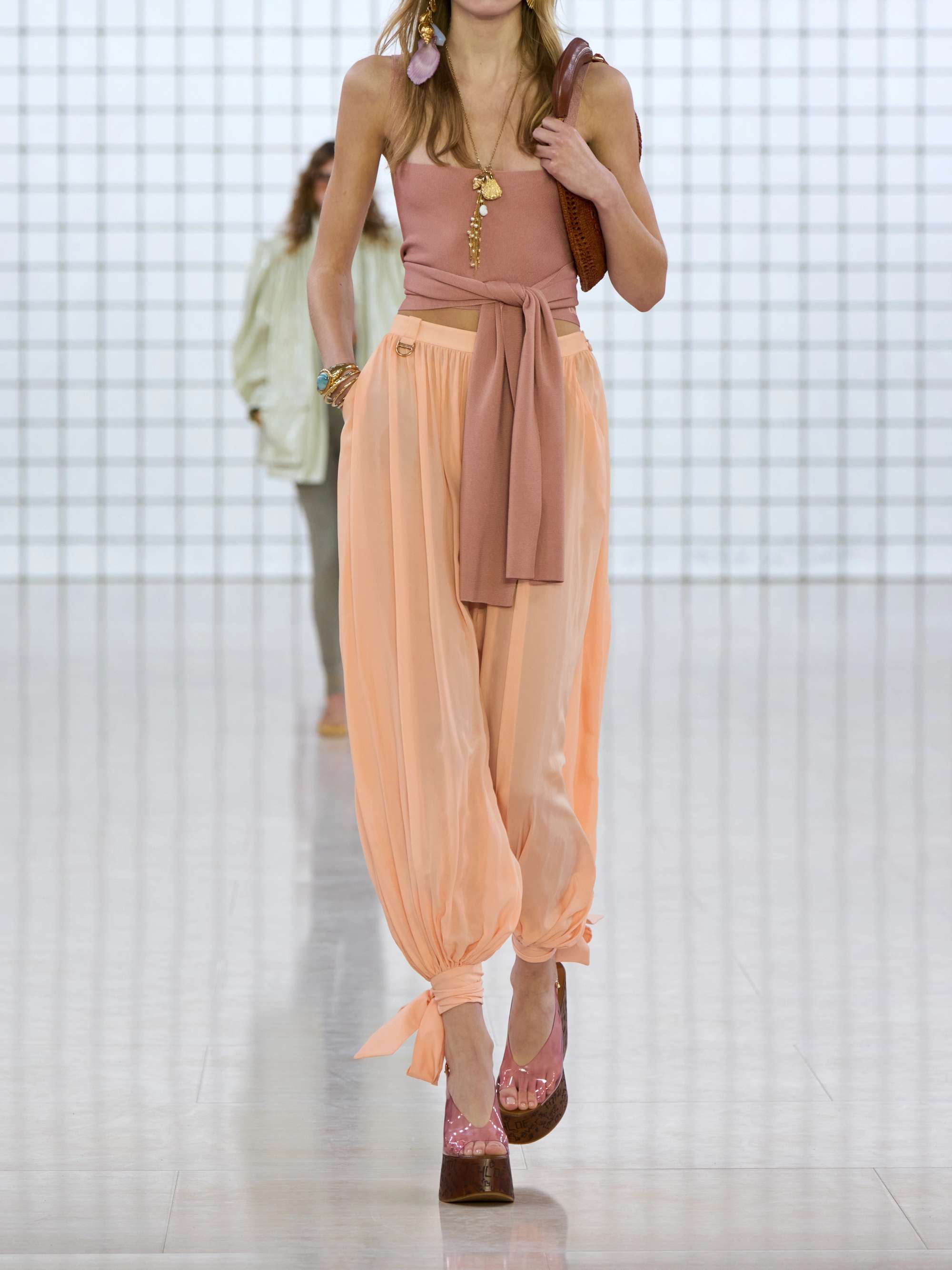 Pleated silk-charmeuse tapered pants view