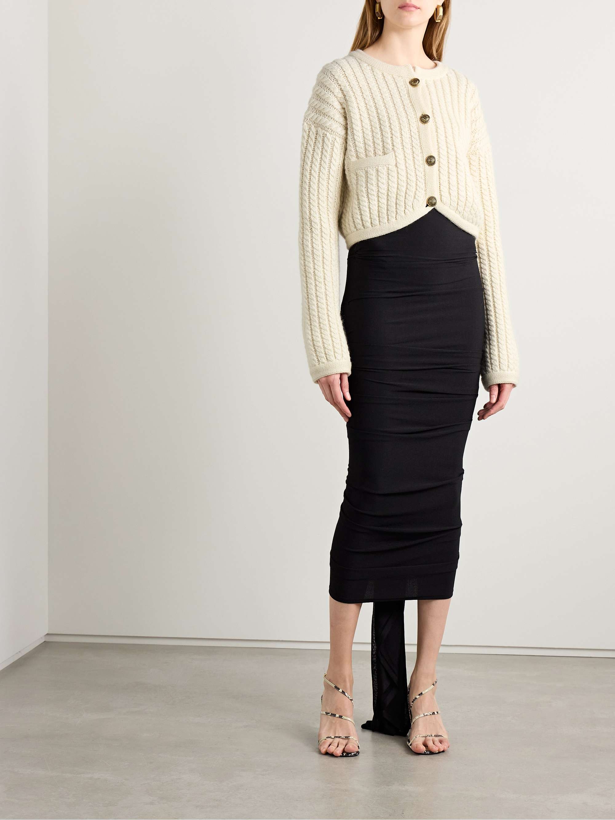 Balser cable-knit cashmere and mohair-blend cardigan view