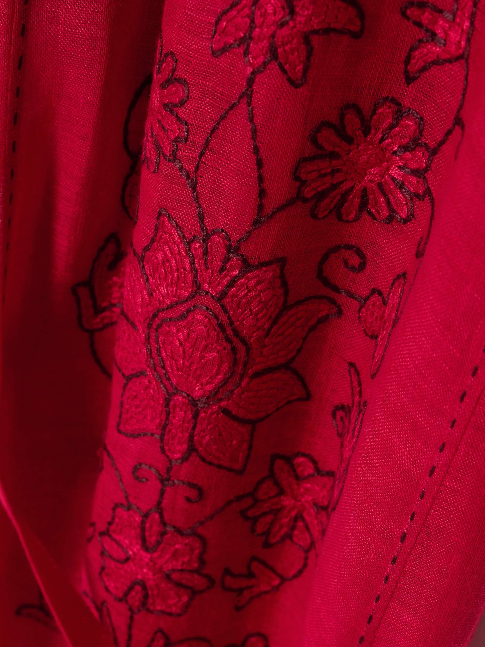 Cairo tasseled bead-embellished embroidered linen maxi dress view