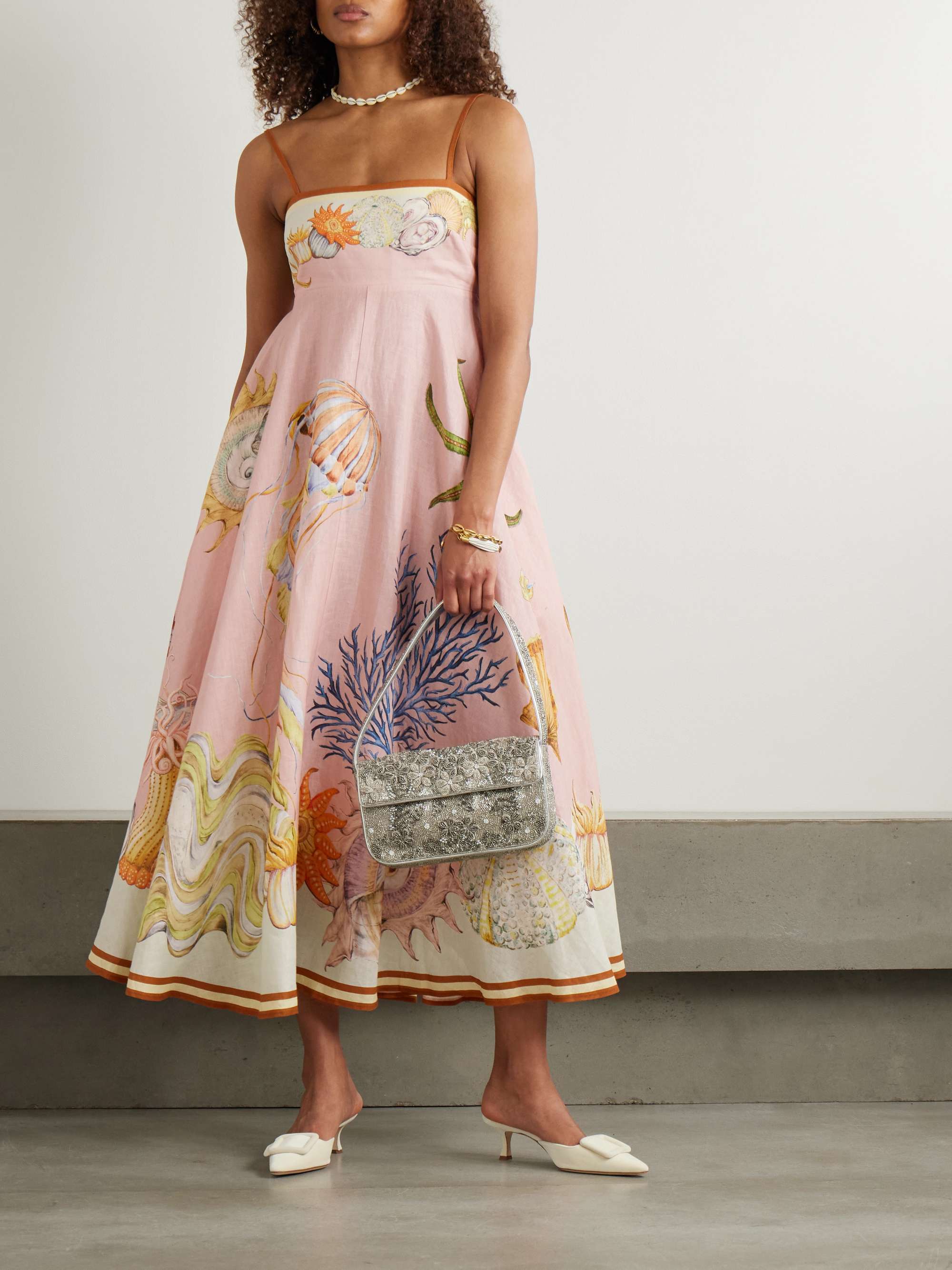 + Sam Pauletto Nereids shirred printed linen-gauze midi dress view