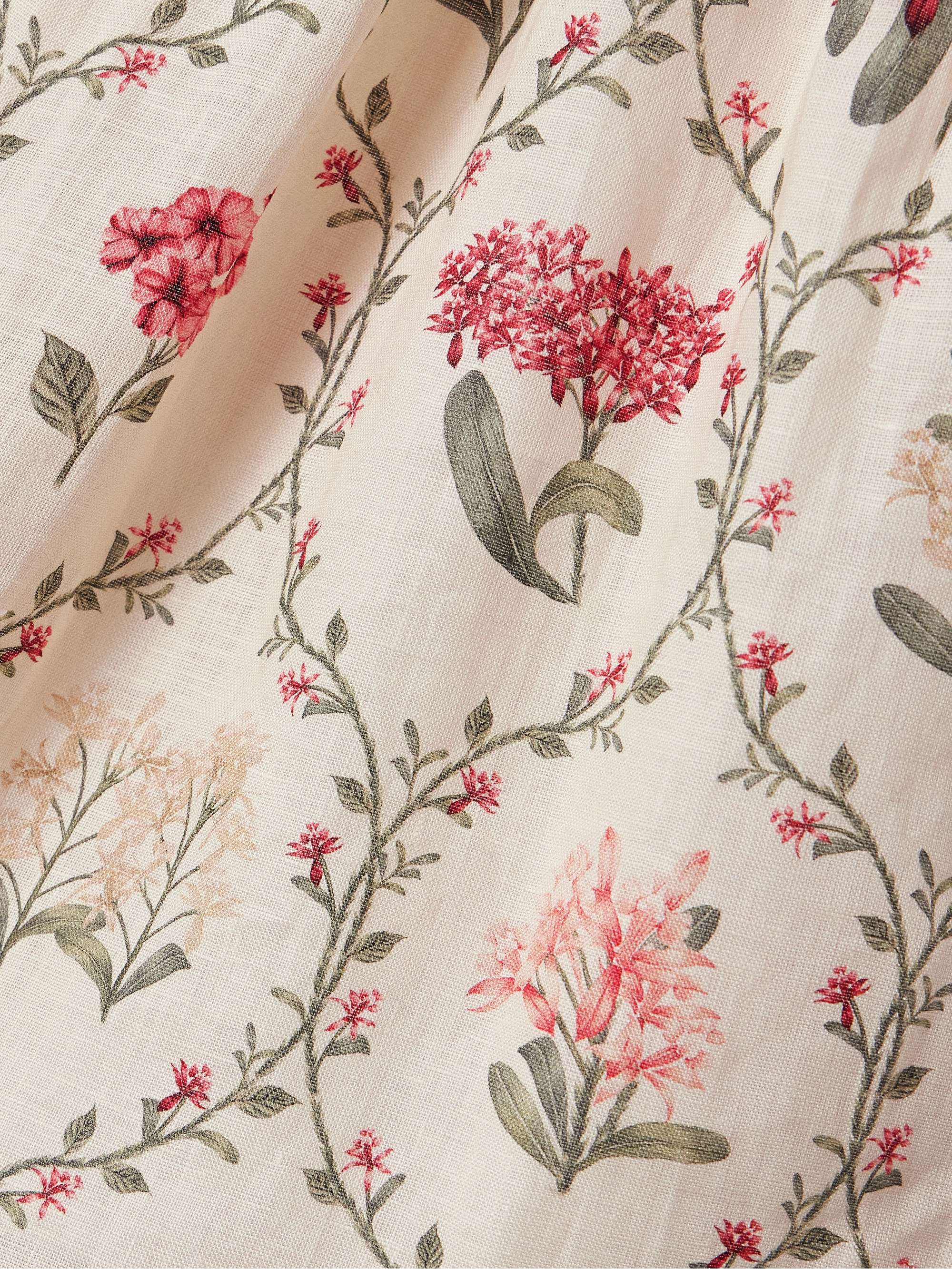 Barbara Orquidea embellished floral-print linen mini dress view
