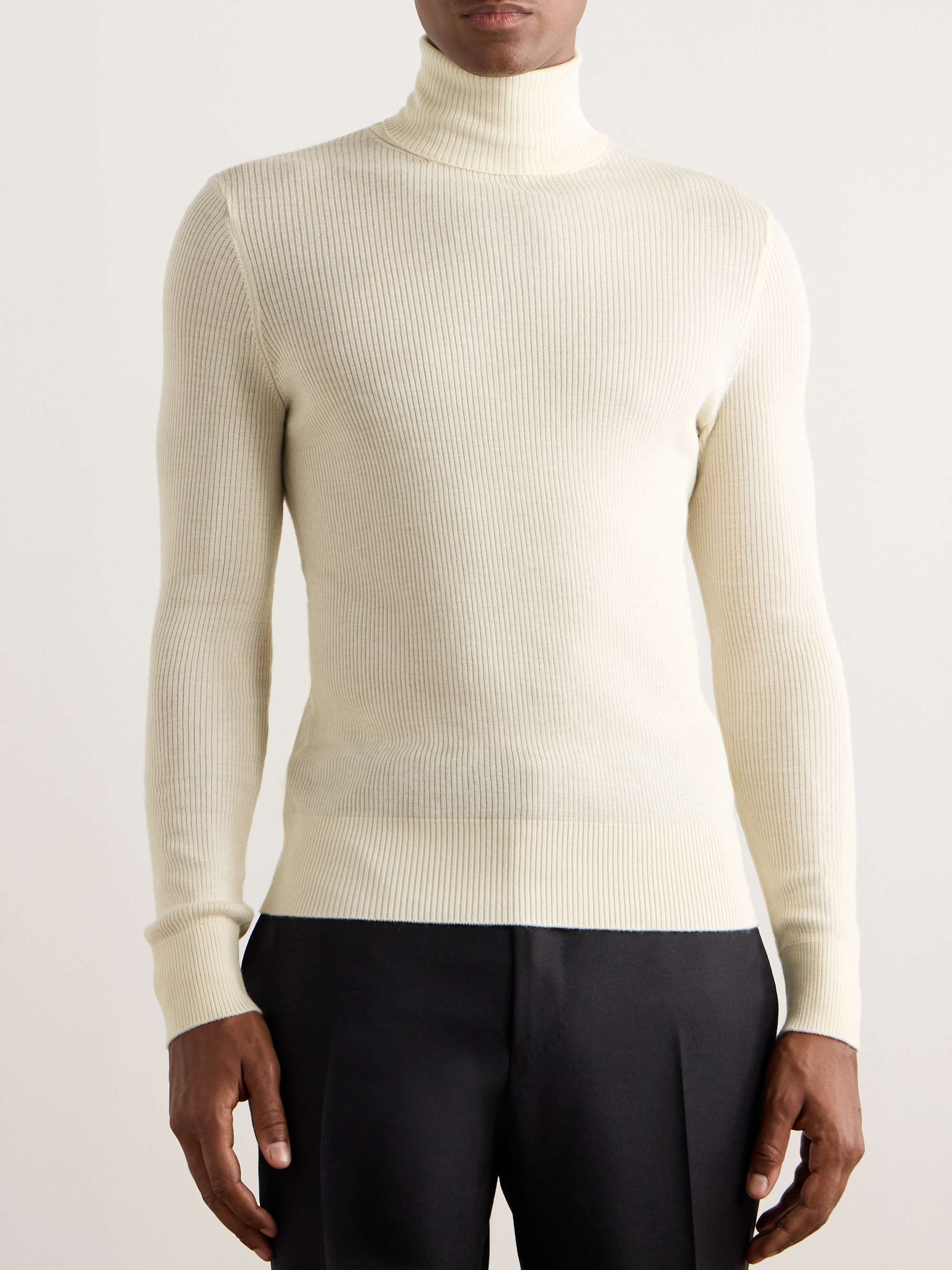 Slim-Fit Ribbed Wool, Silk and Cashmere-Blend Rollneck Sweater view