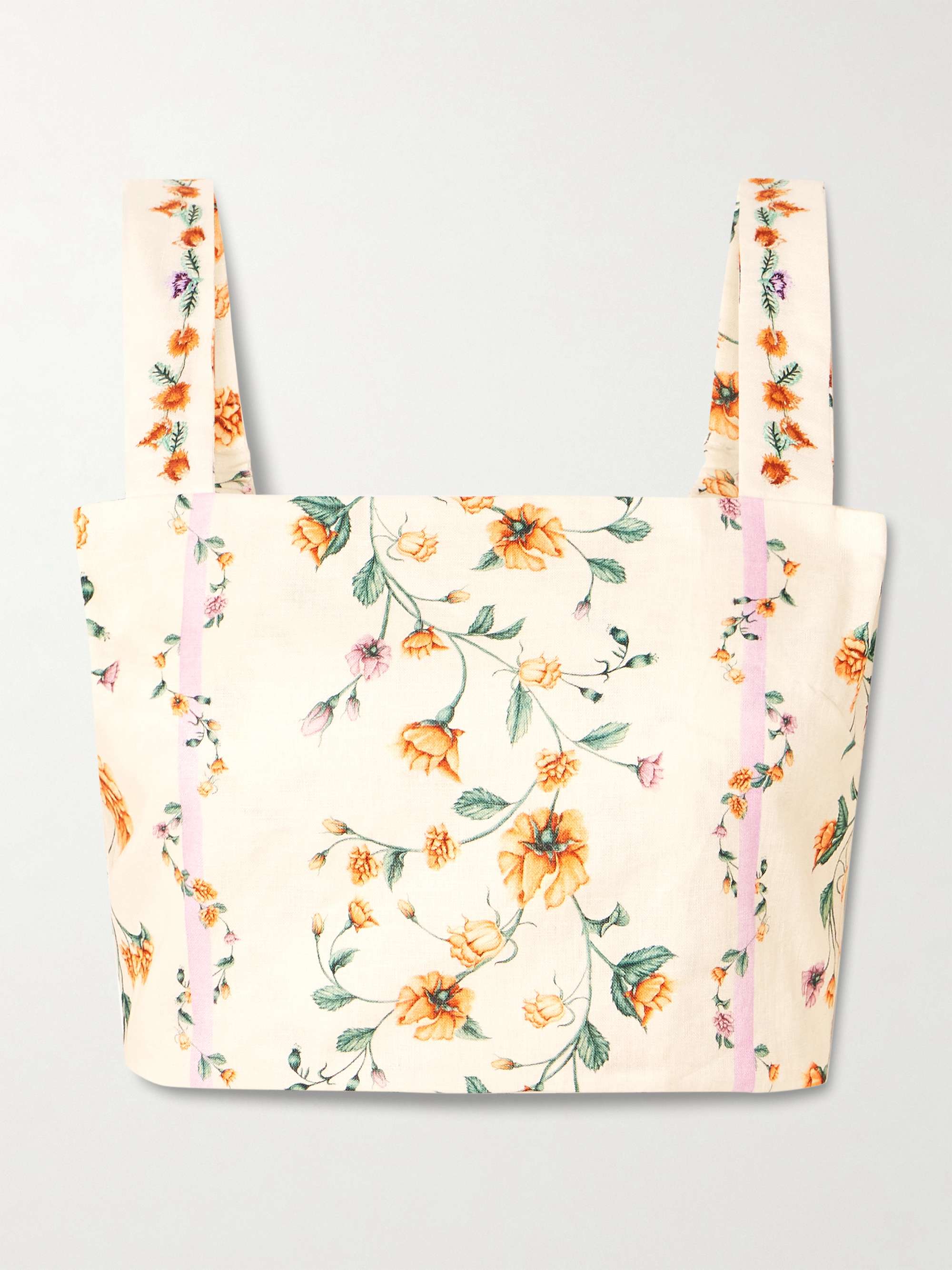 Luciana Chinesis cropped floral-print linen top hero visual