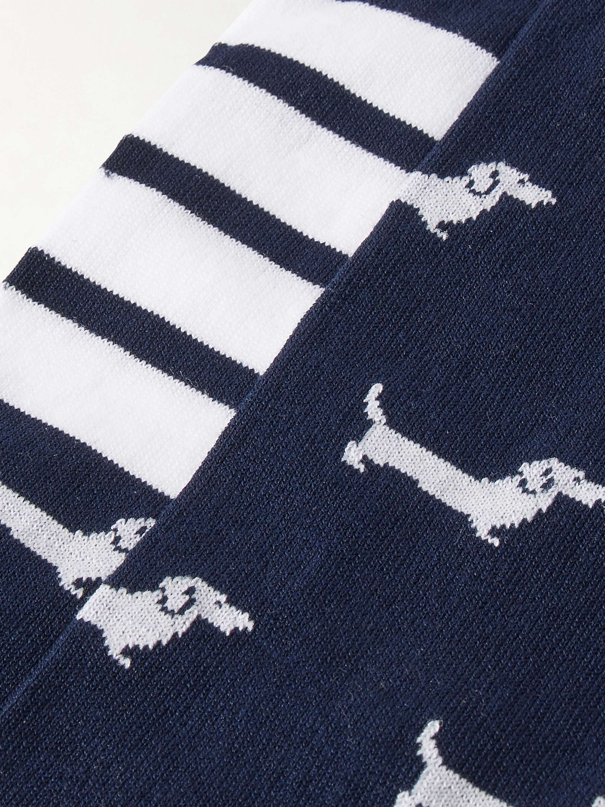 Hector grosgrain-trimmed jacquard-knit cotton-blend socks view