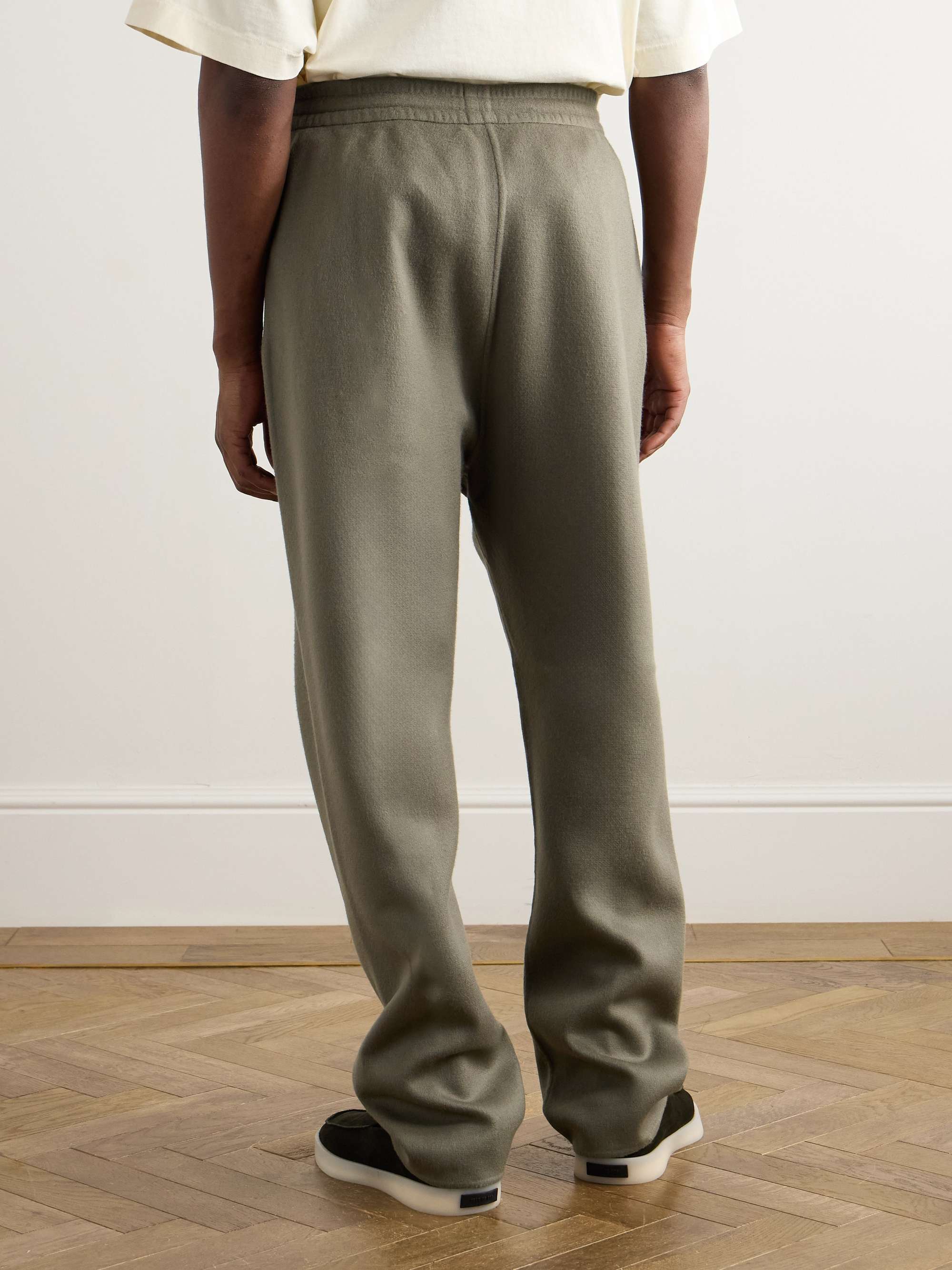 Forum Straight-Leg Logo-Appliquéd Wool and Cashmere-Blend Drawstring Trousers view