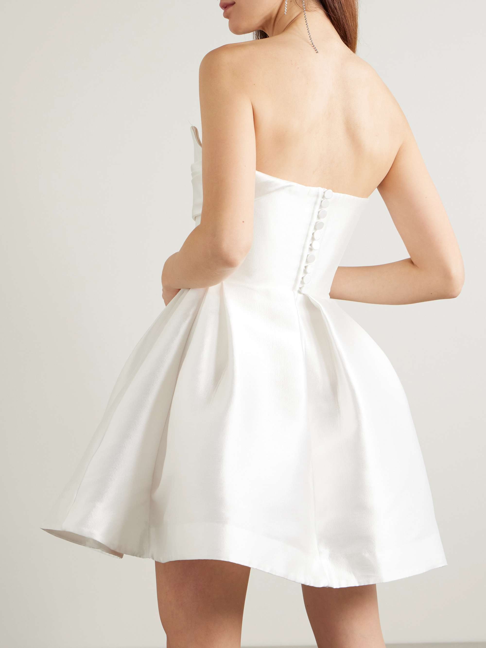 Strapless draped sateen mini dress view
