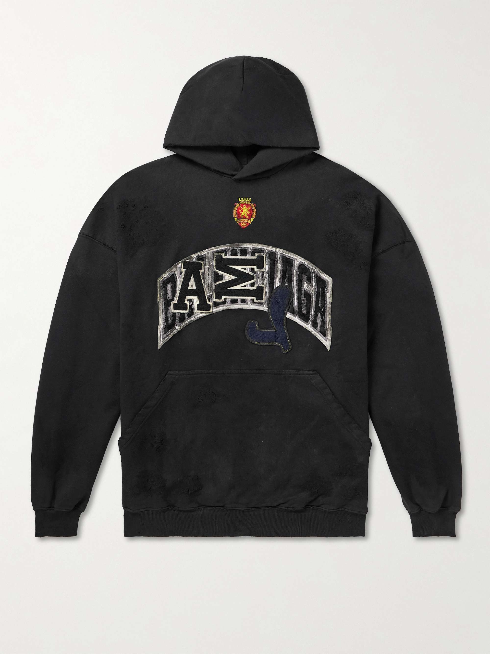 Oversized Distressed Logo-Appliquéd Cotton-Jersey Hoodie hero visual