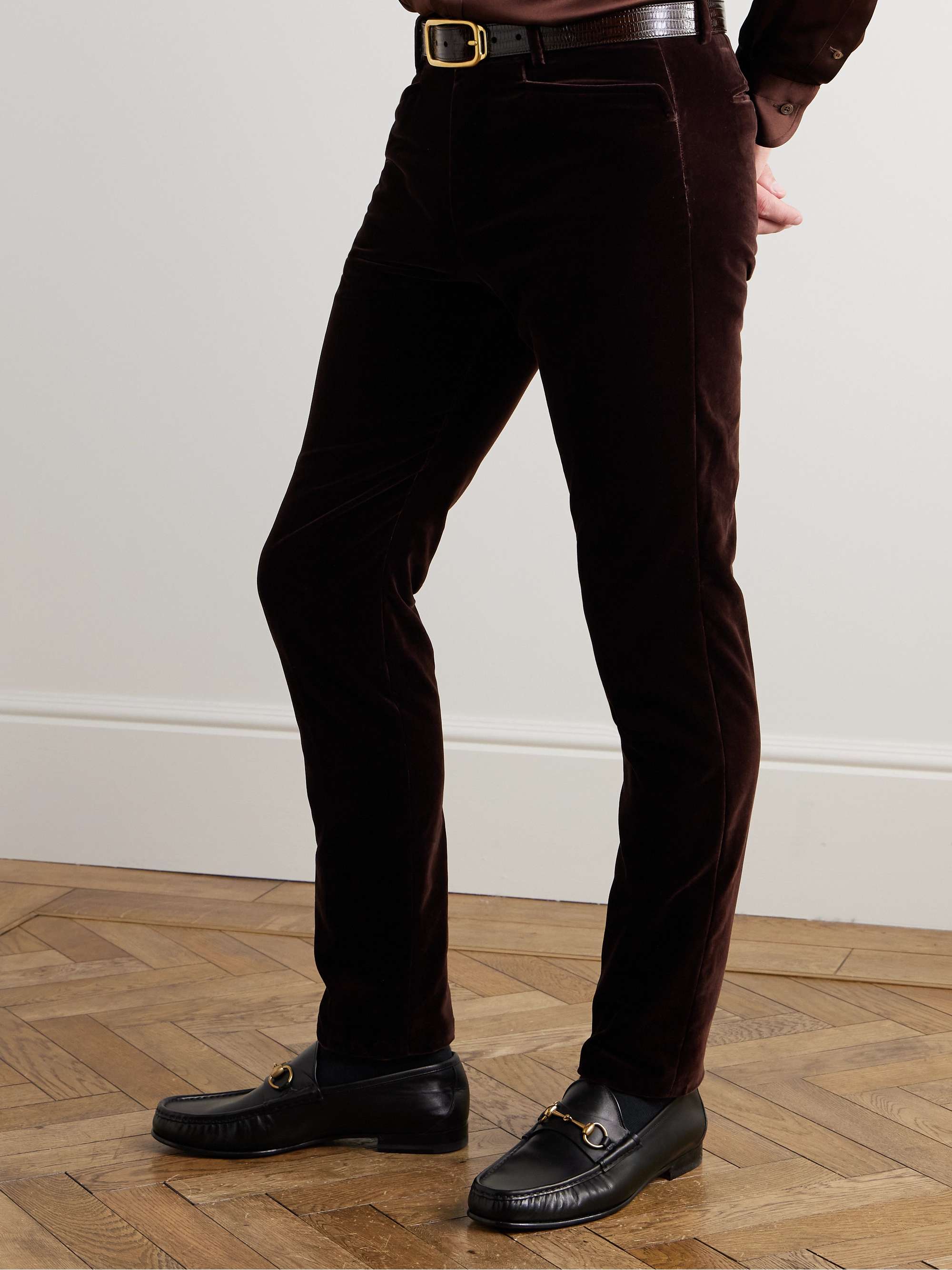Dyllan Straight-Leg Cotton-Velvet Suit Trousers view