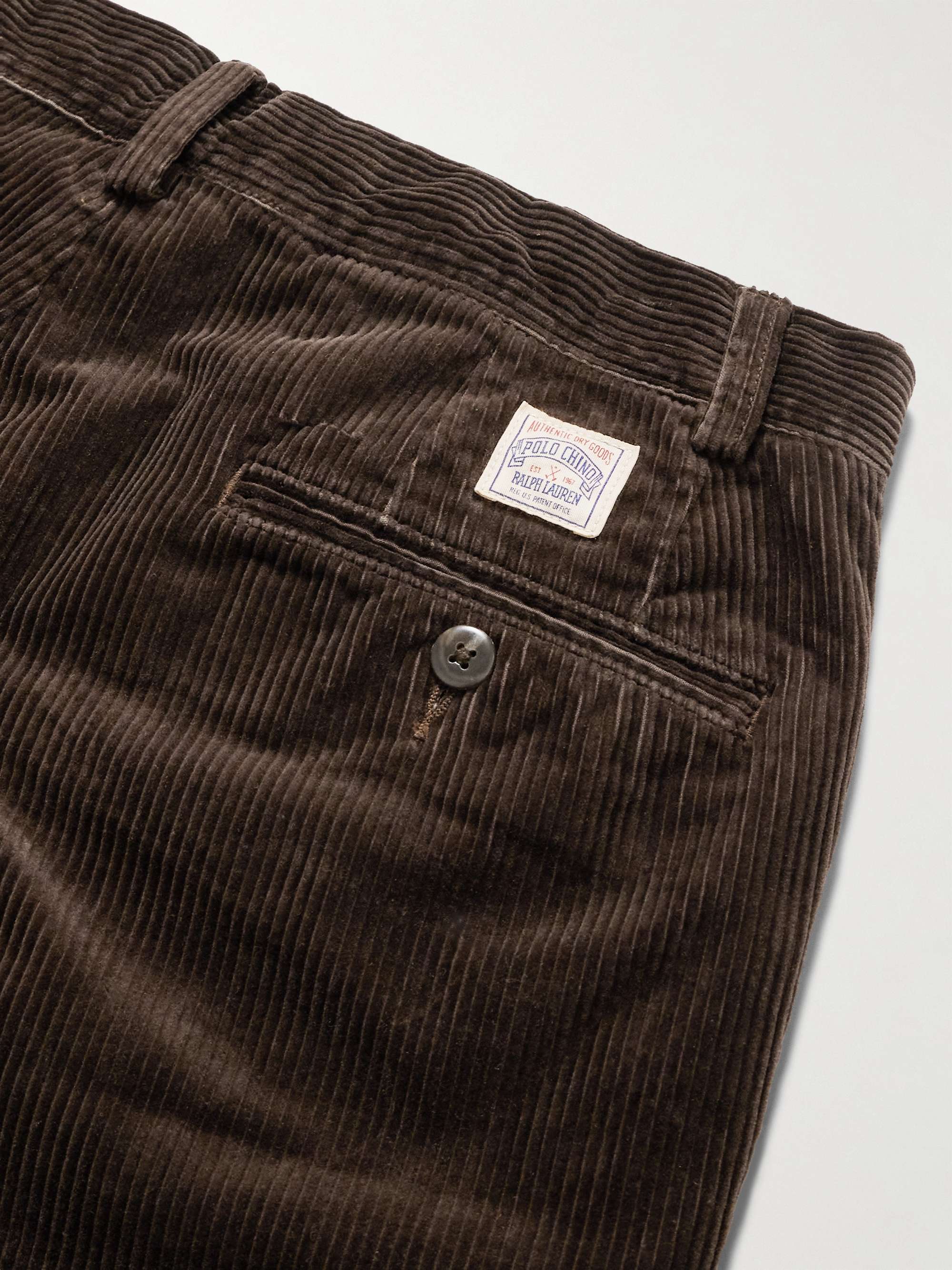 Polo Country Slim-Fit Straight-Leg Pleated Cotton-Corduroy Trousers view