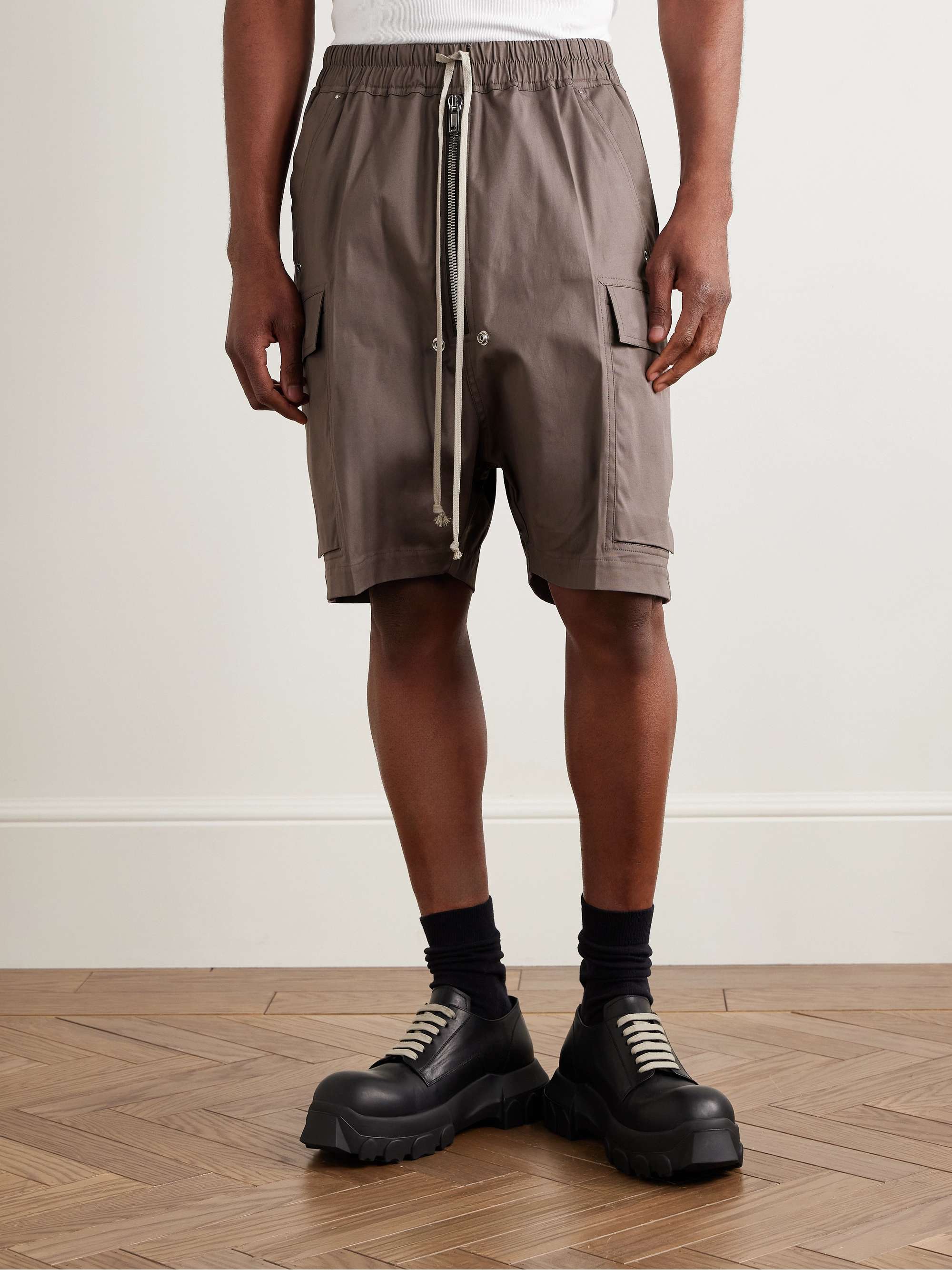 Wide-Leg Cotton-Blend Drawstring Cargo Shorts view