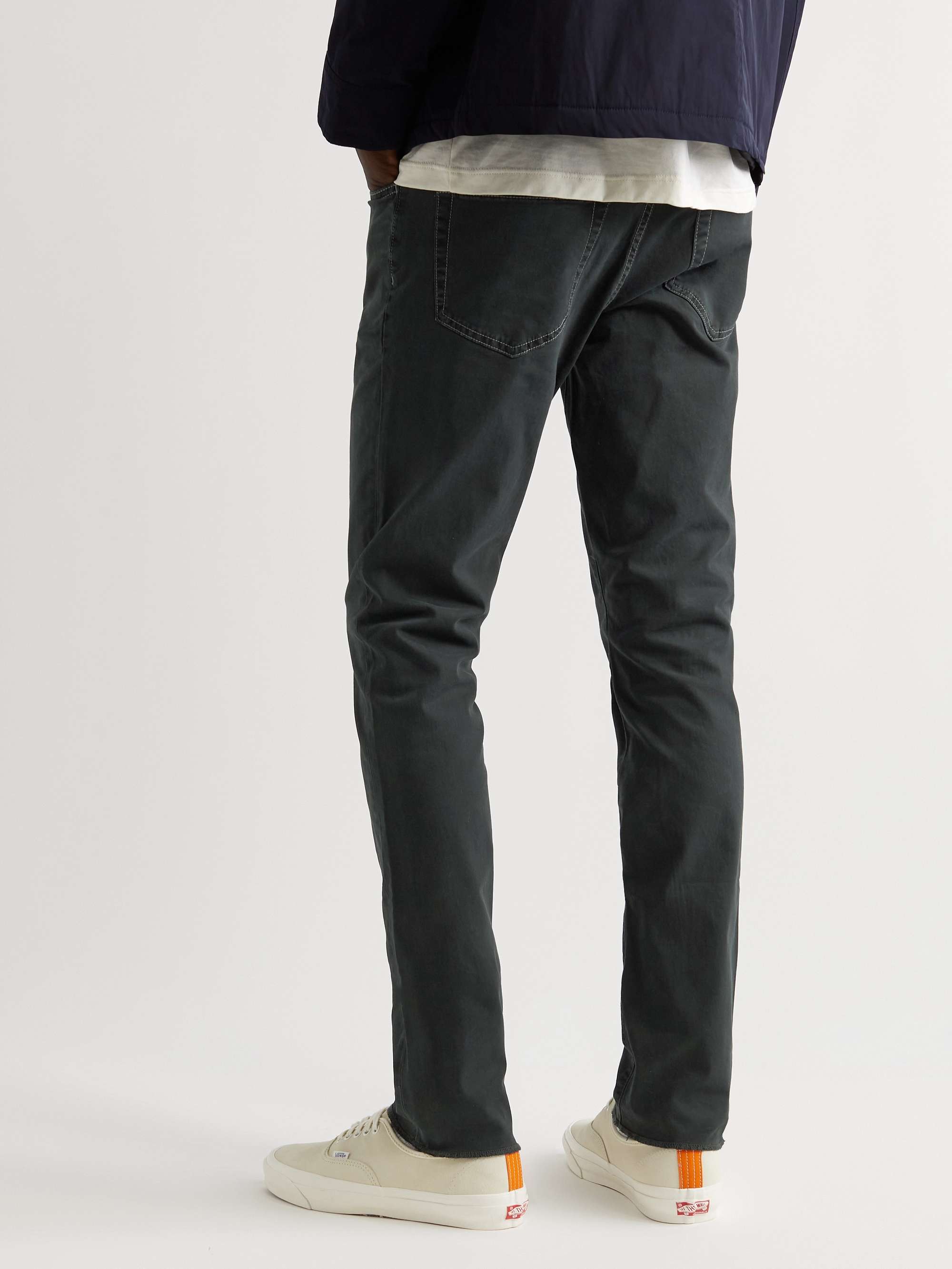 Straight-Leg Brushed Cotton-Blend Twill Trousers view