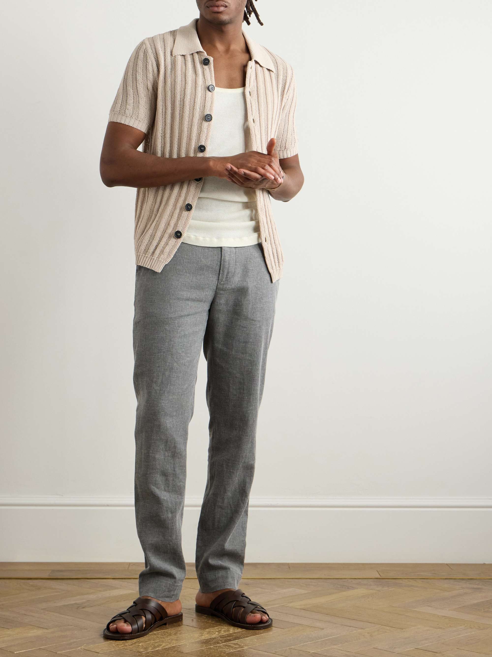 Pinco Tapered Linen-Blend Trousers view