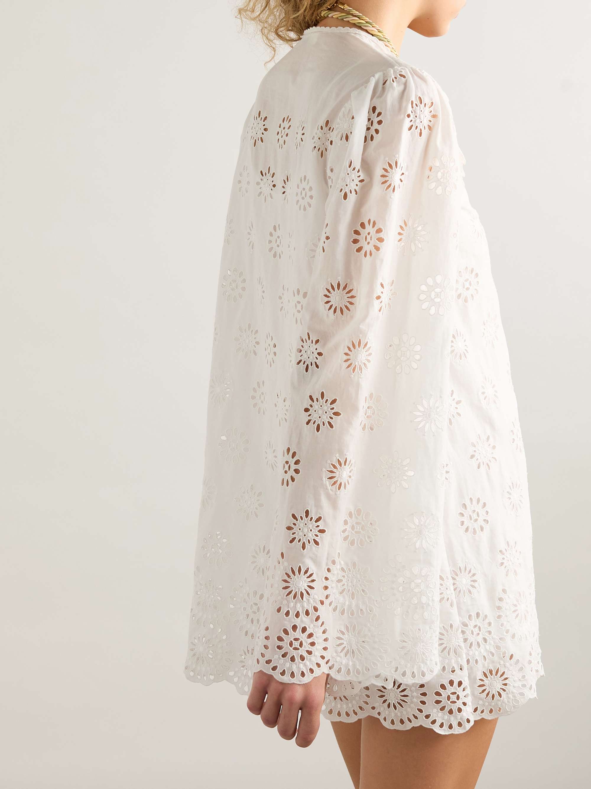 Scalloped broderie anglaise cotton-blend mini dress view