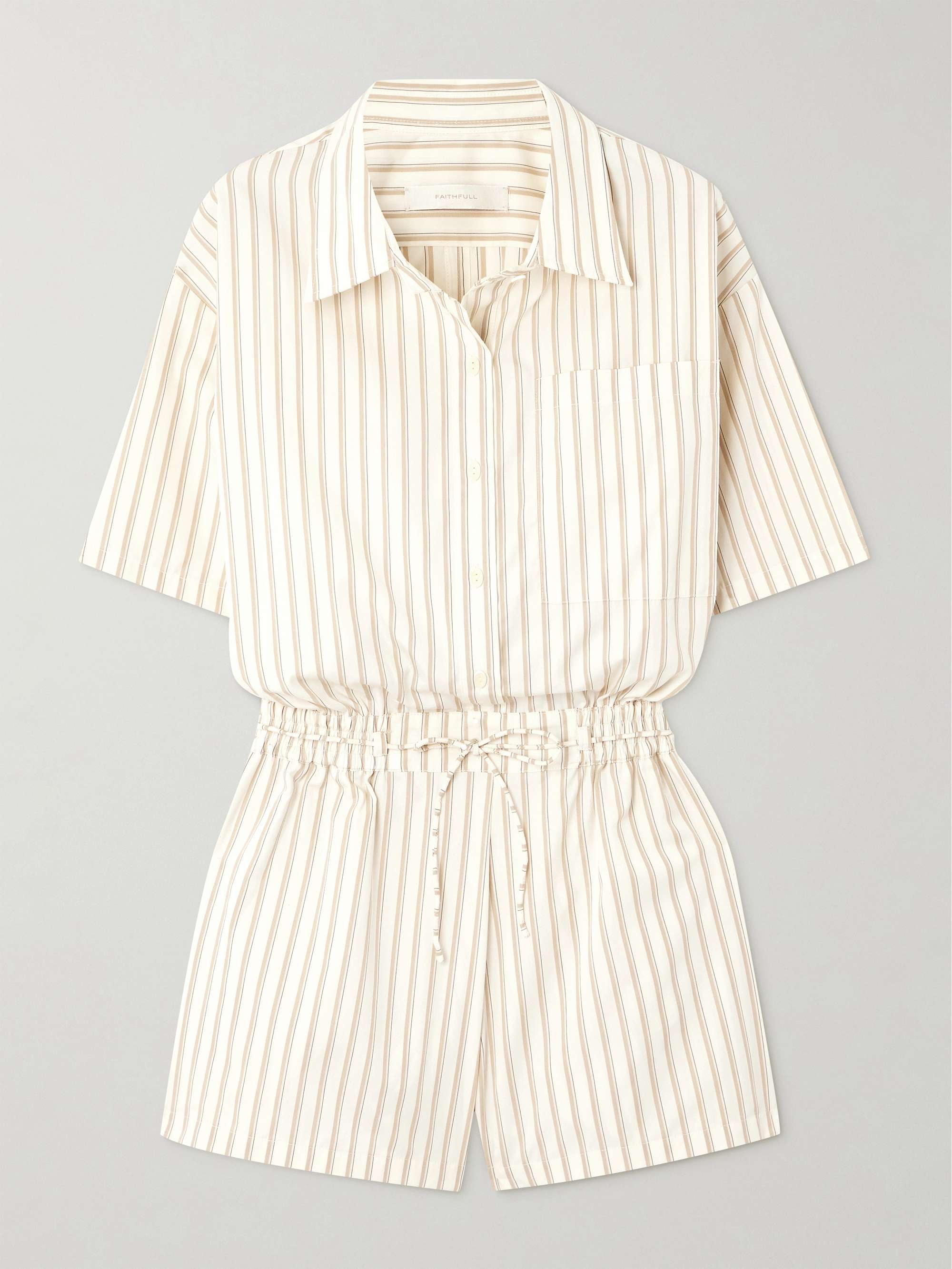 Faia belted striped cotton-poplin playsuit hero visual
