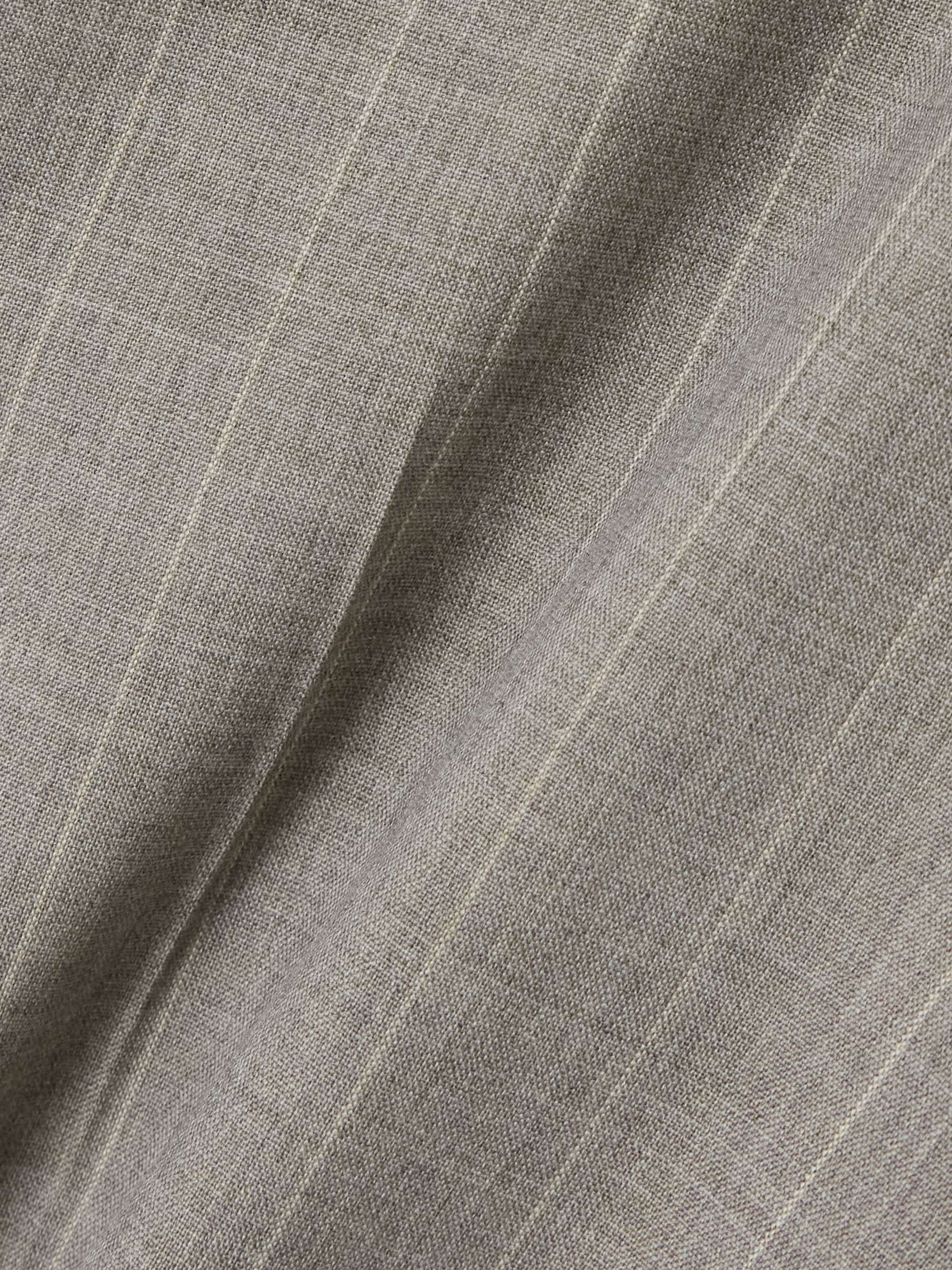 Pinstriped wool straight-leg pants view