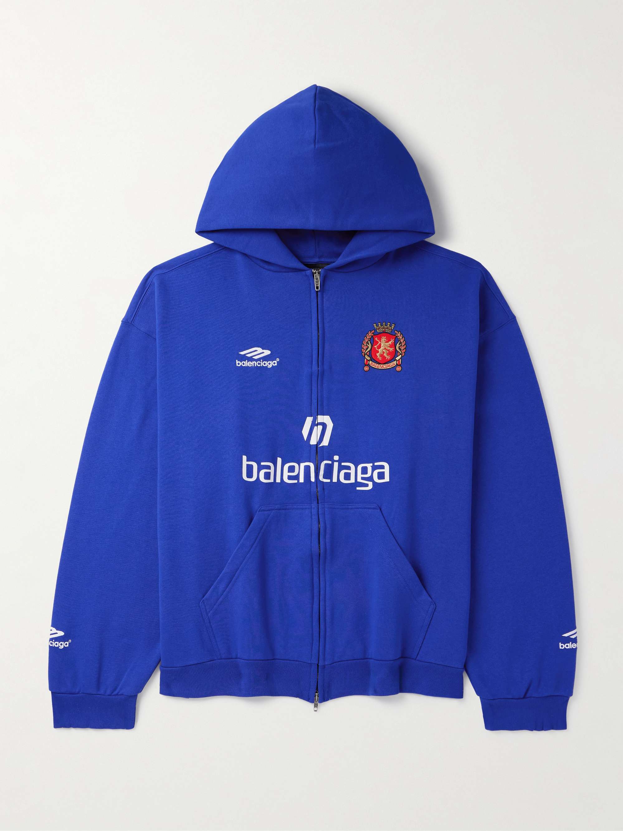 Oversized Logo-Print Appliquéd Cotton-Jersey Zip-Up Hoodie hero visual
