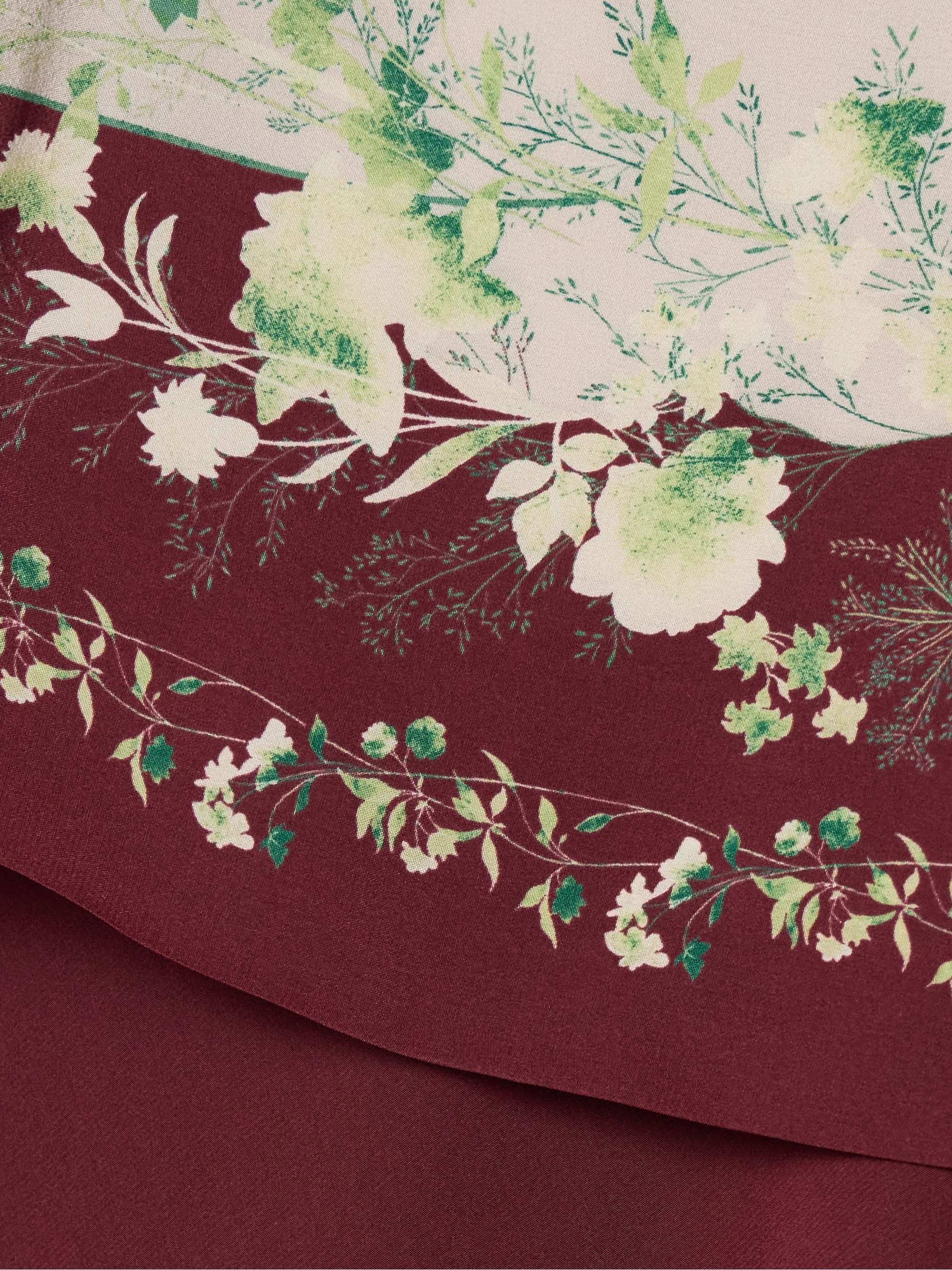 Draped floral-print silk crepe de chine midi dress view