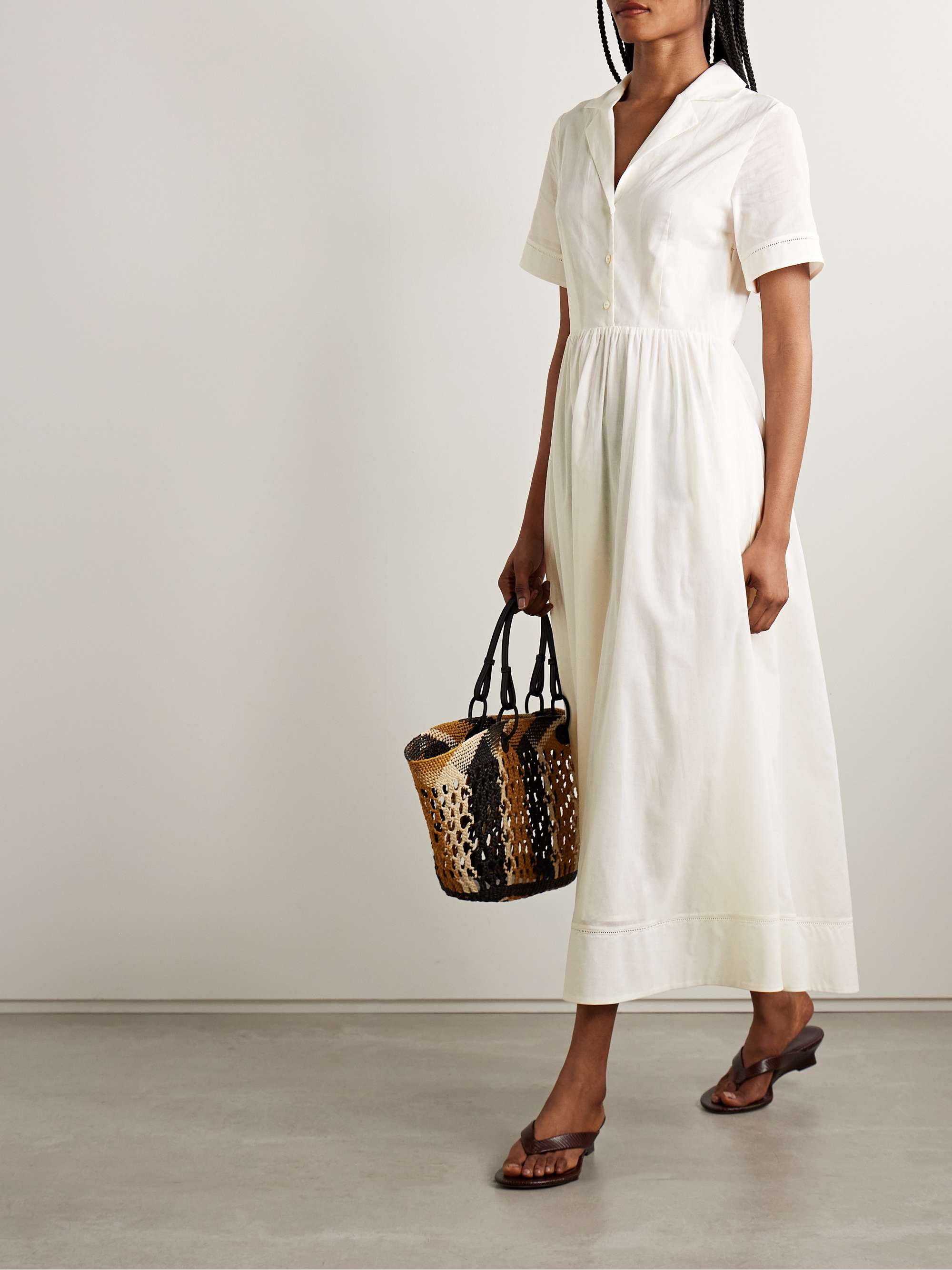 Meryl gathered cotton-poplin midi shirt dress view