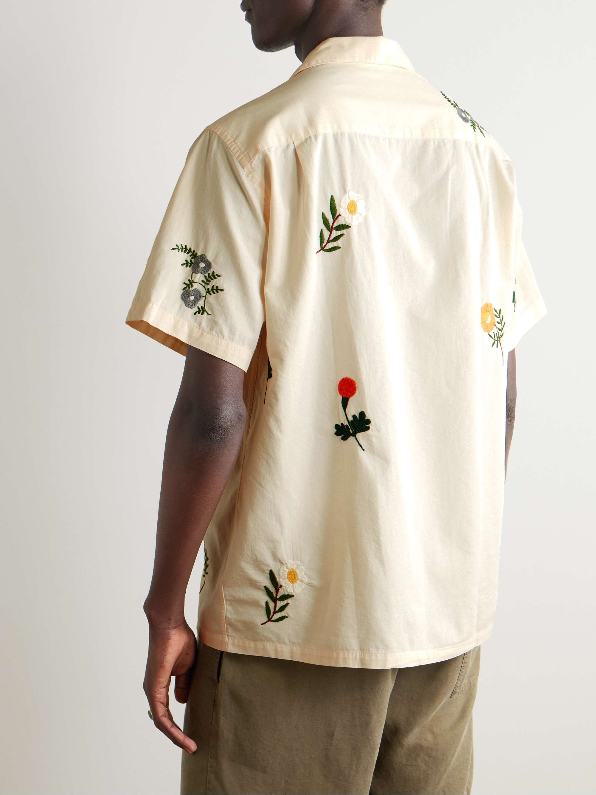 Convertible-Collar Embroidered Cotton Shirt view
