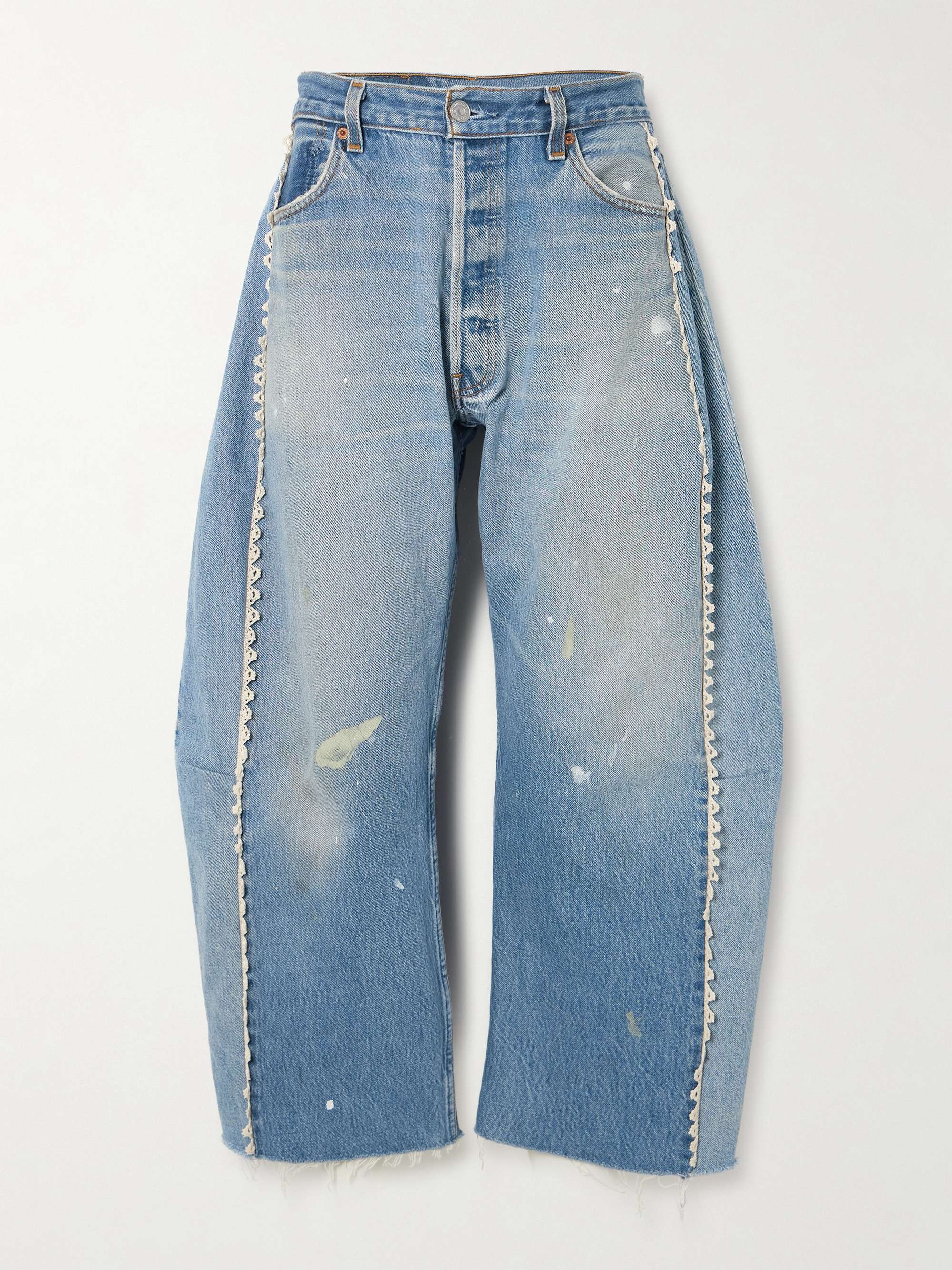 Vintage Lasso high-rise lace-trimmed distressed barrel-leg jeans hero visual