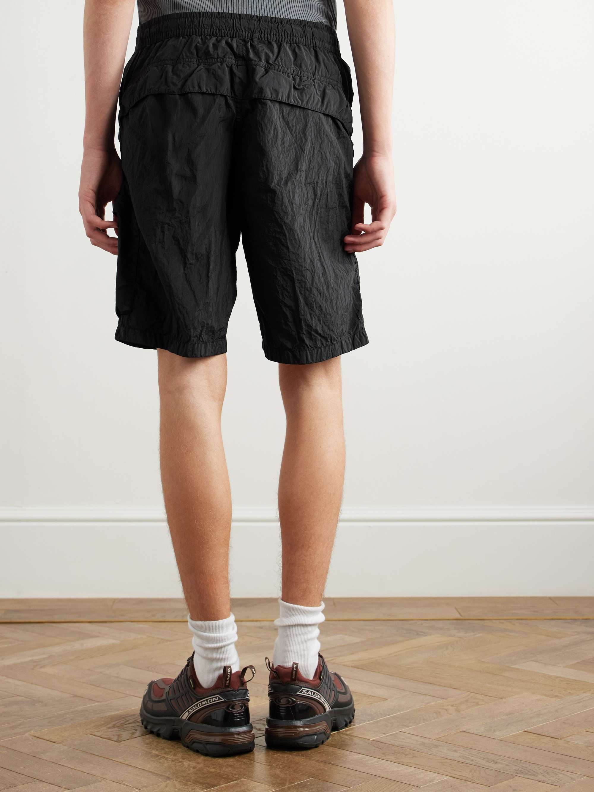 Straight-Leg Logo-Appliquéd Garment-Dyed ECONYL® Nylon Metal Shorts view