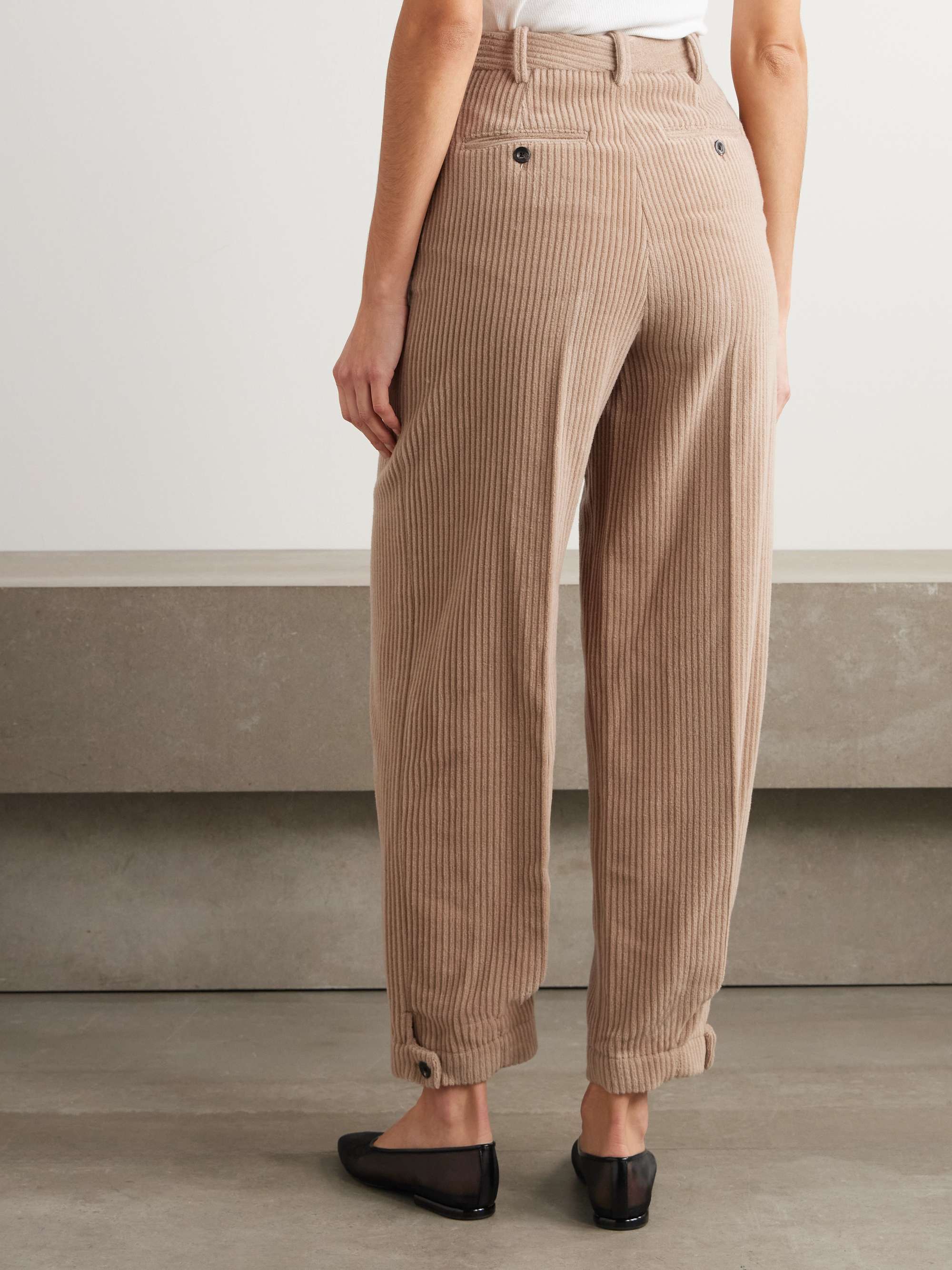 Cropped cotton and cashmere-blend corduroy tapered pants view