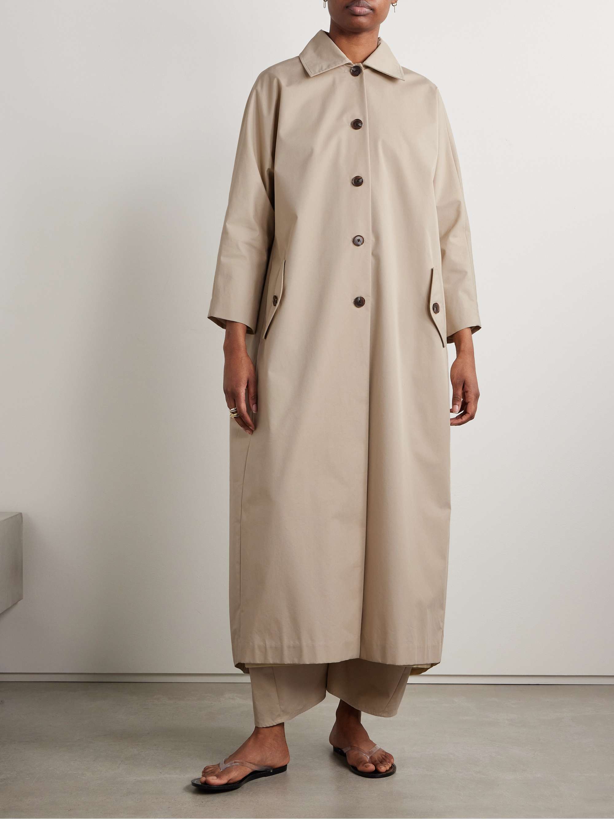 Tavi pleated cotton-blend twill trench coat view