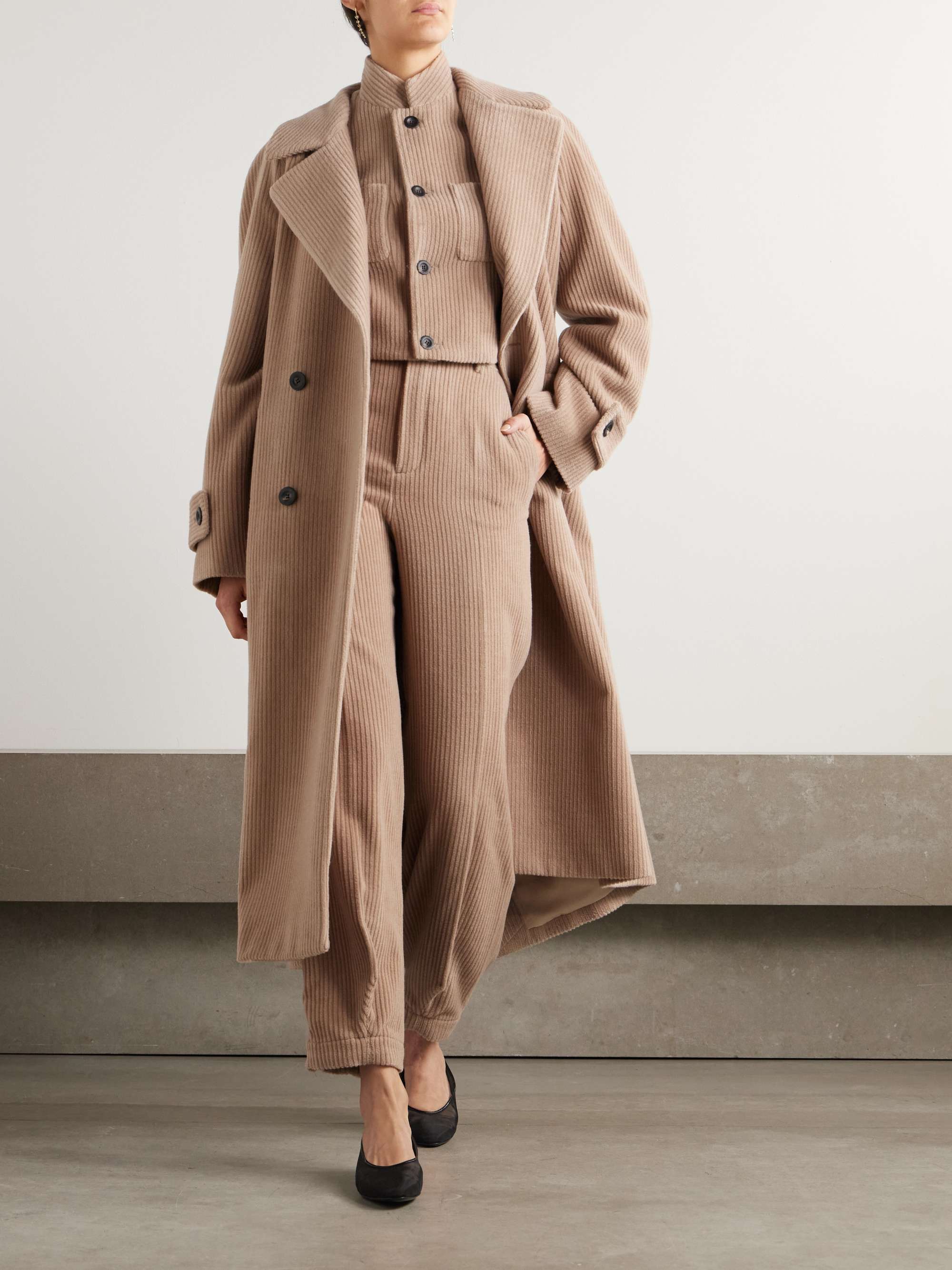 Cropped cotton and cashmere-blend corduroy tapered pants view