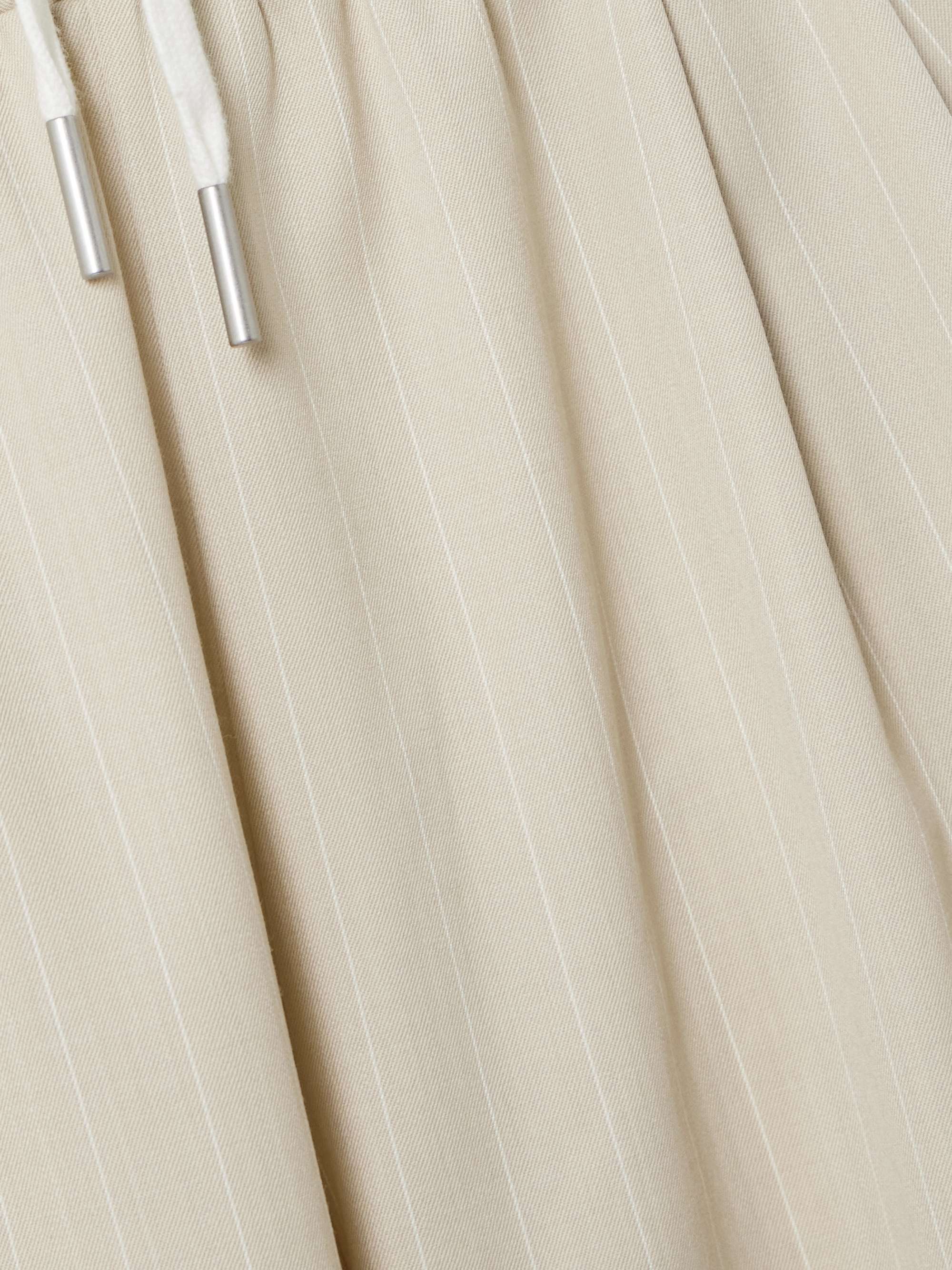 Pinstriped gathered wool-blend wide-leg pants view