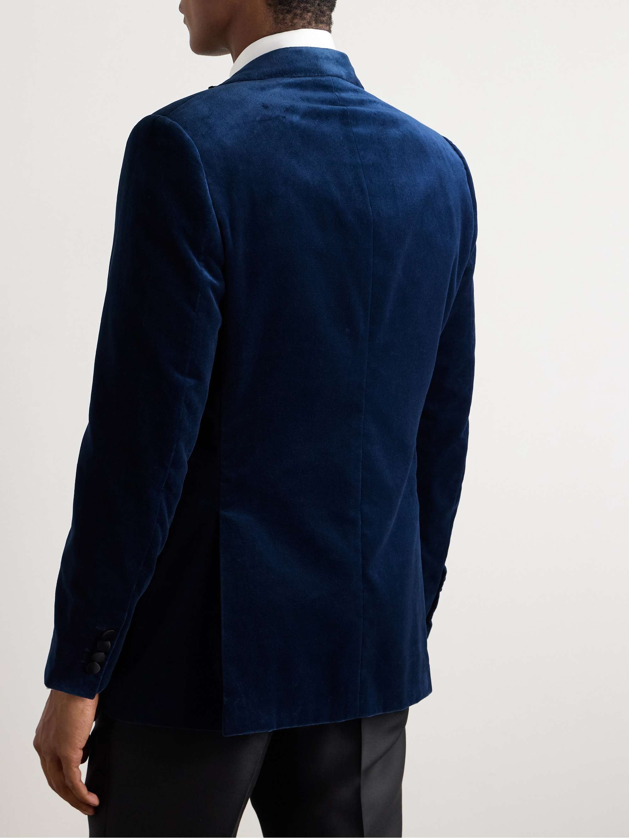 Satin-Trimmed Cotton-Velvet Tuxedo Jacket view