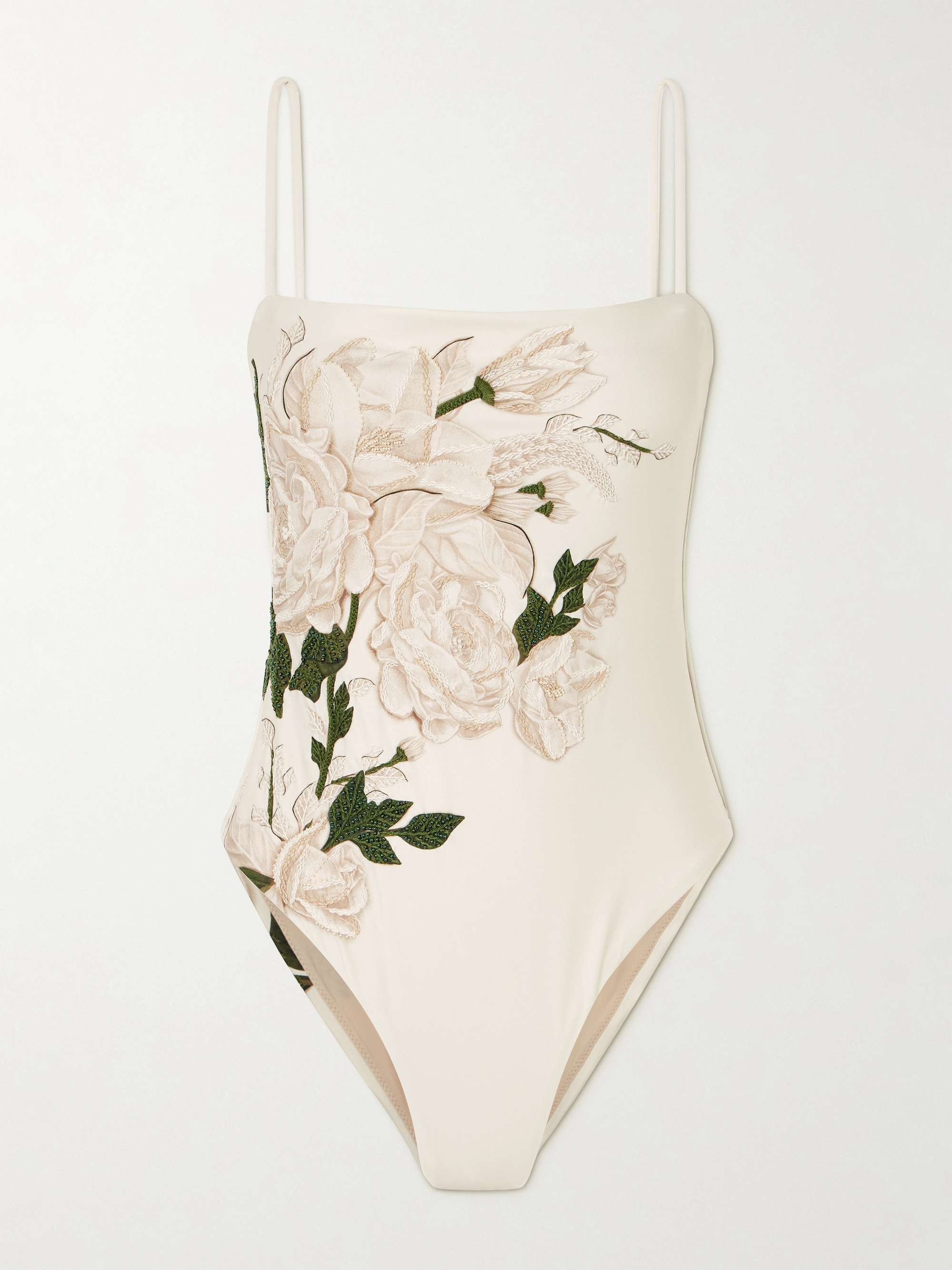 Durazno Gardenia beaded embroidered printed recycled swimsuit hero visual