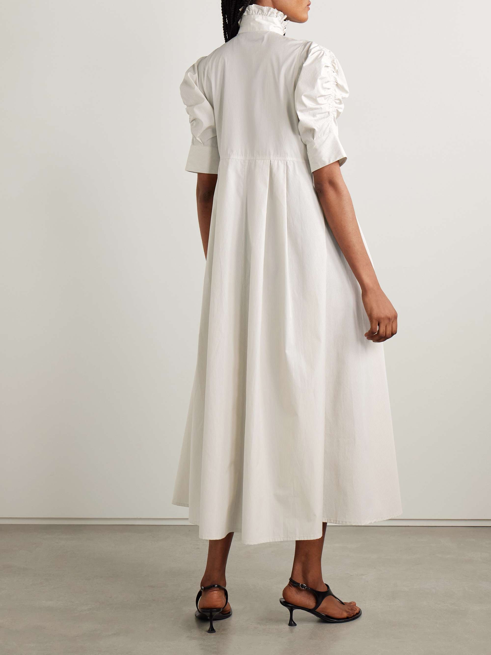 Venetia ruffled pinstriped cotton-poplin midi dress view