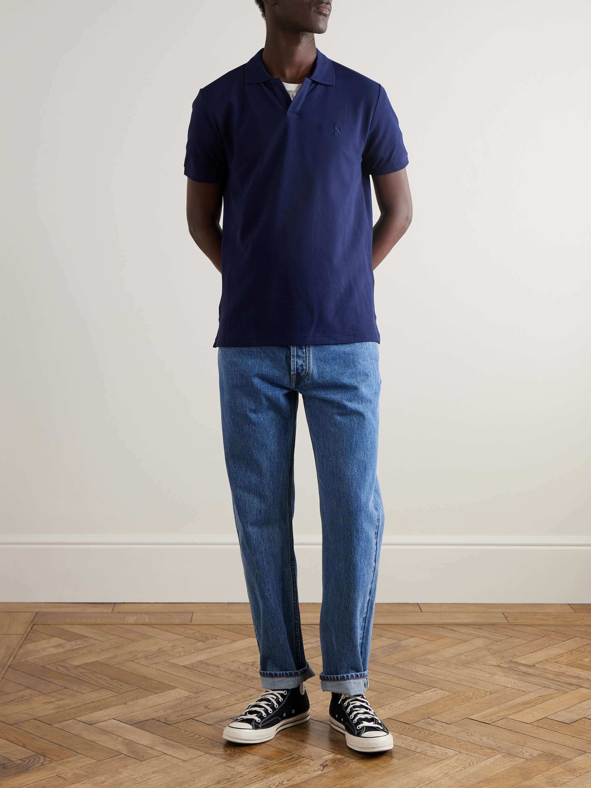 Logo-Embroidered Cotton-Blend Piqué Polo Shirt view