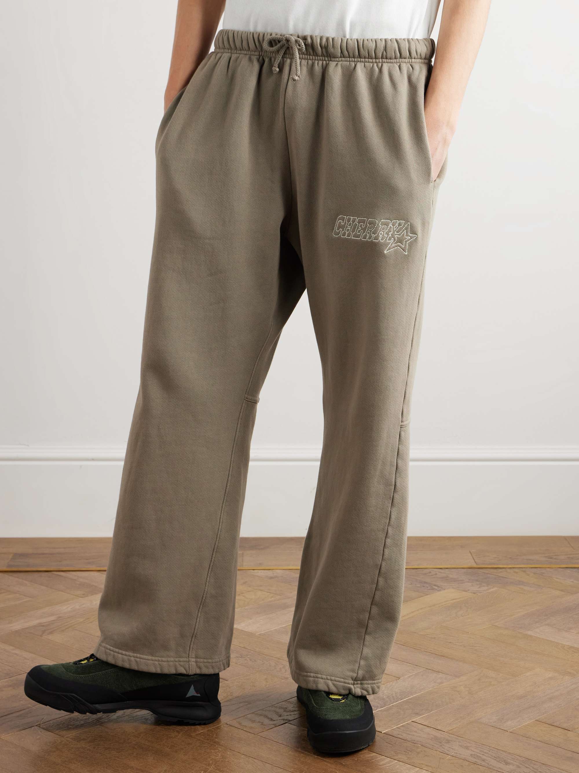 Star Parachute Straight-Leg Logo-Embroidered Cotton-Jersey Sweatpants view