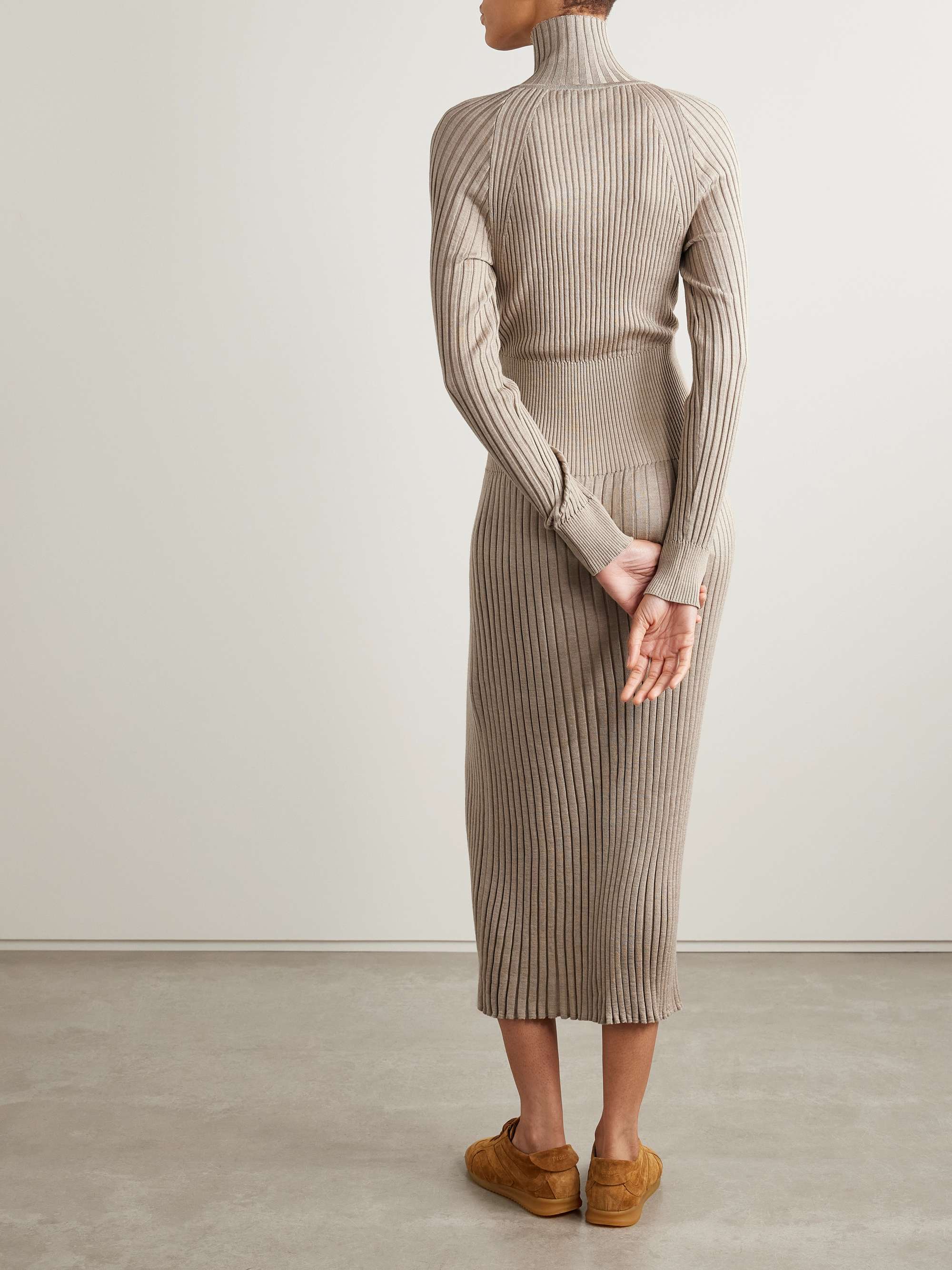 Maeve ribbed merino wool and silk-blend midi dress view