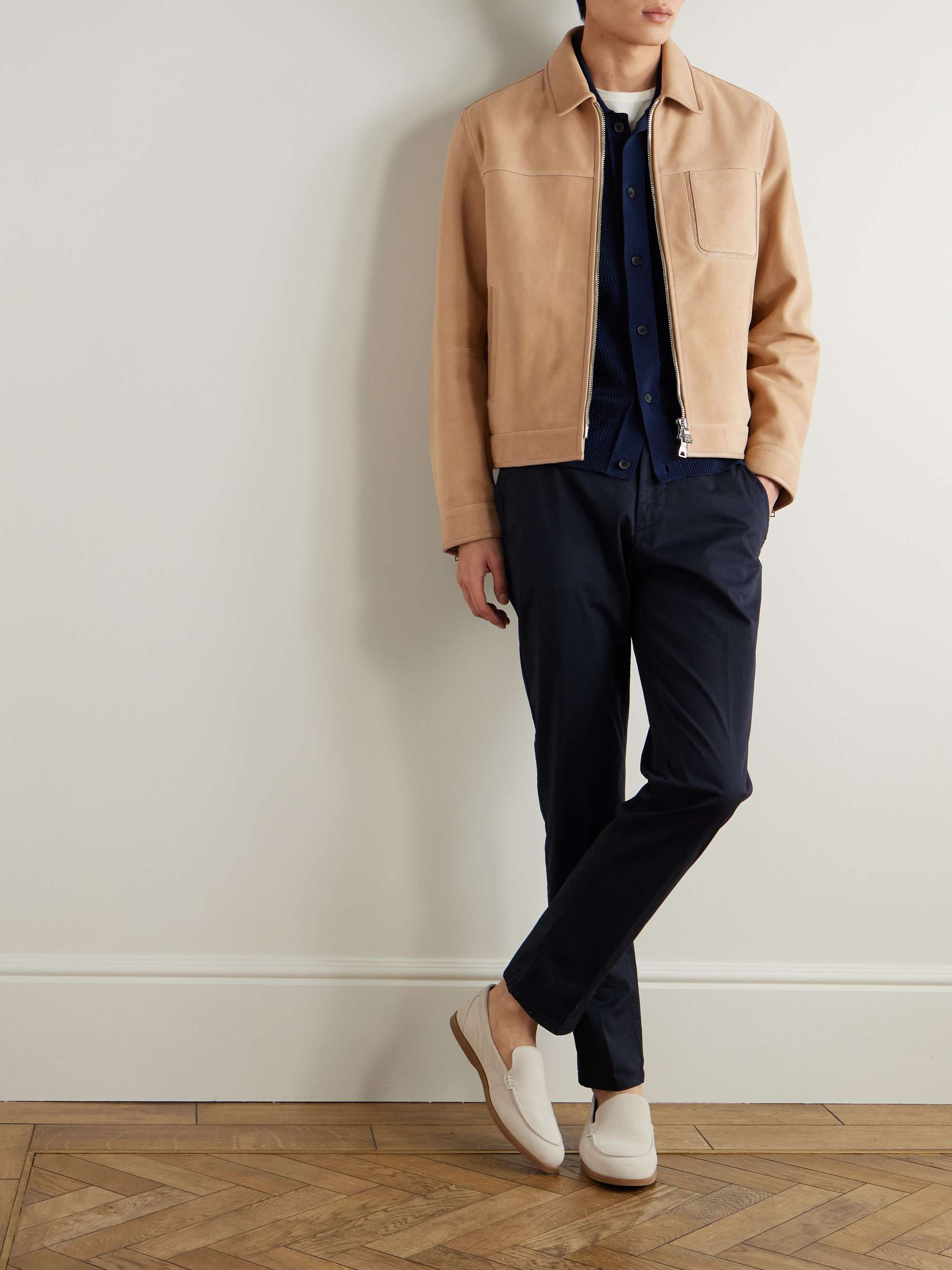Panelled Leather-Trimmed Suede Jacket view