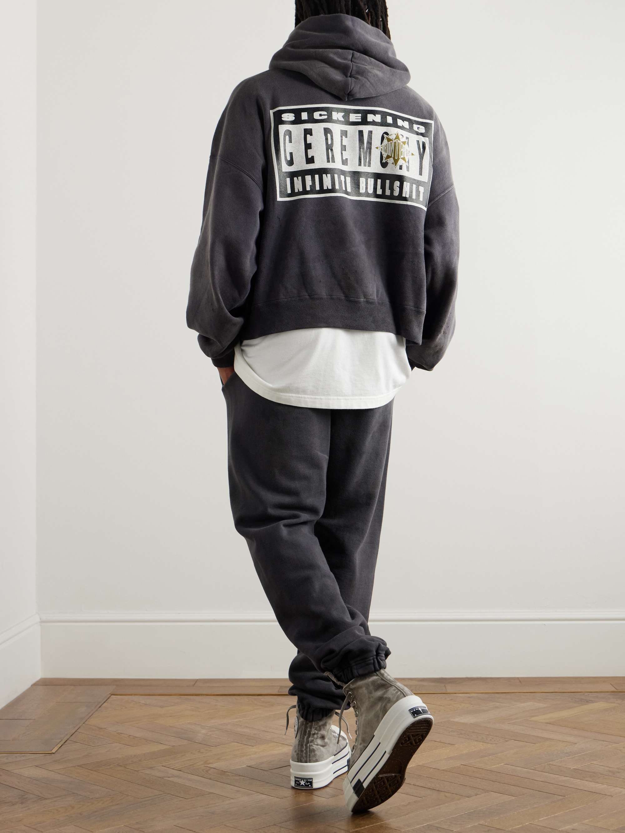+ Denim Tears Logo-Print Distressed Cotton-Jersey Hoodie view
