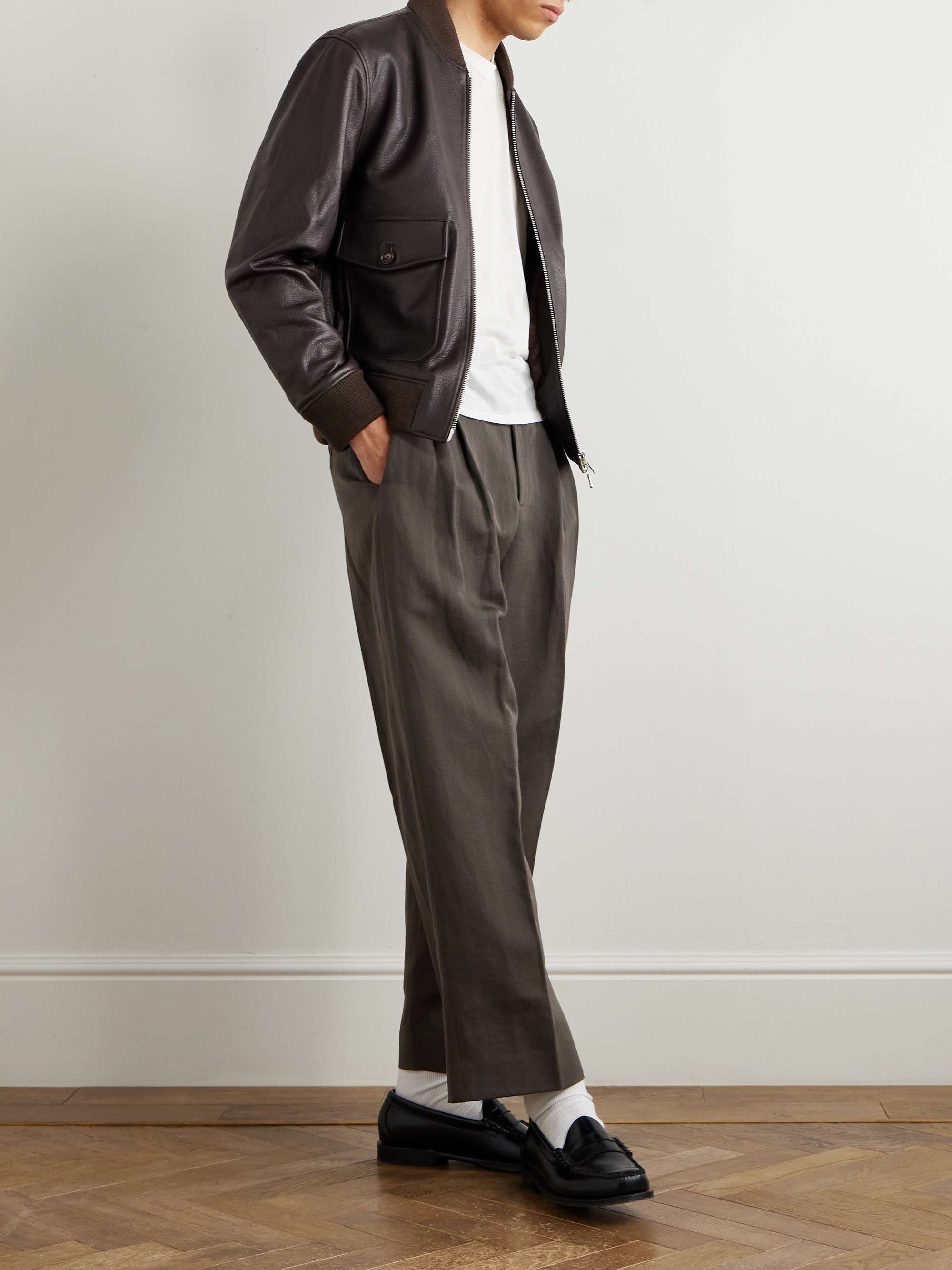 Carlo Leather Bomber Jacket view