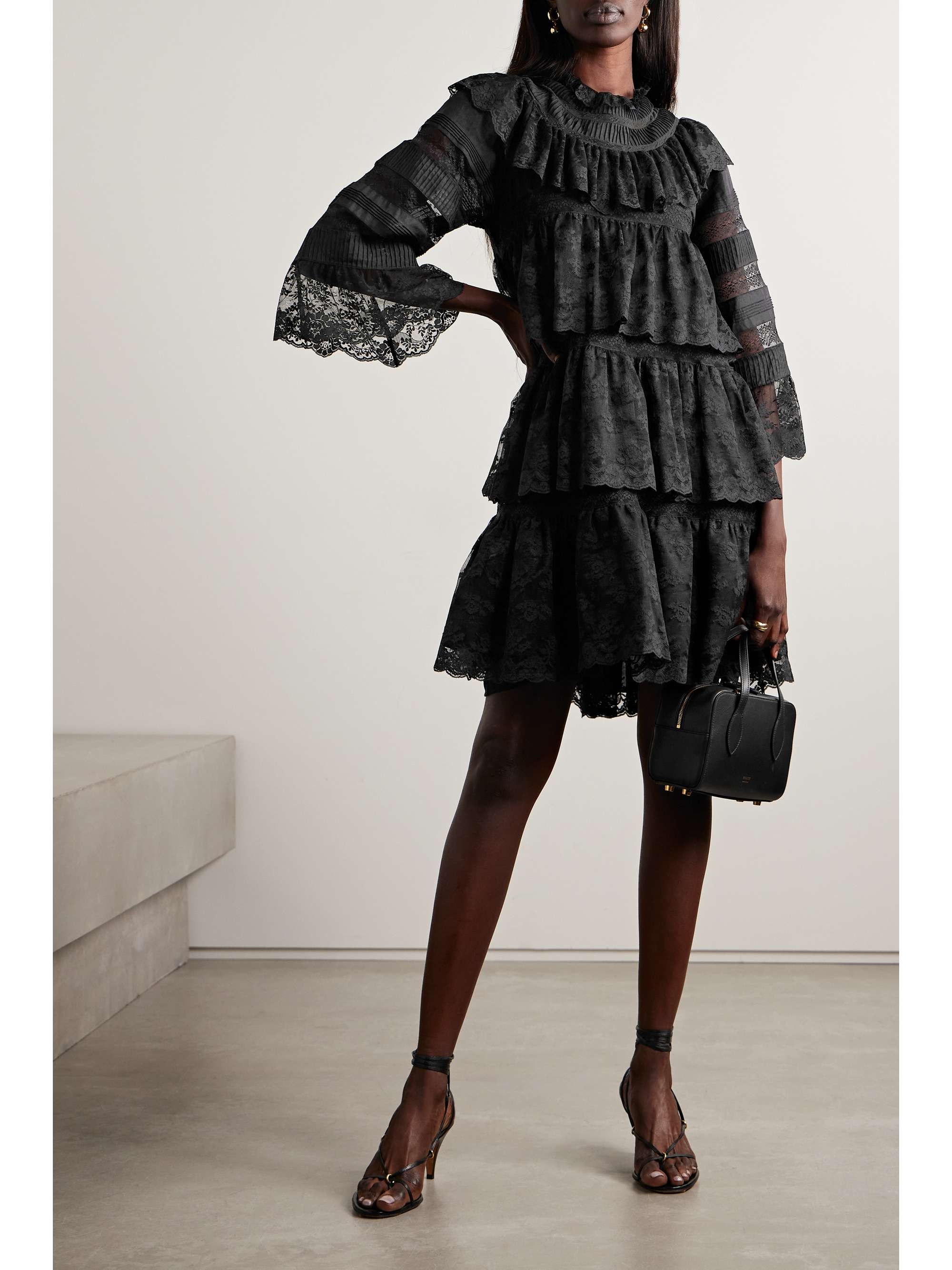 Oralie tiered ramie and lace mini dress view