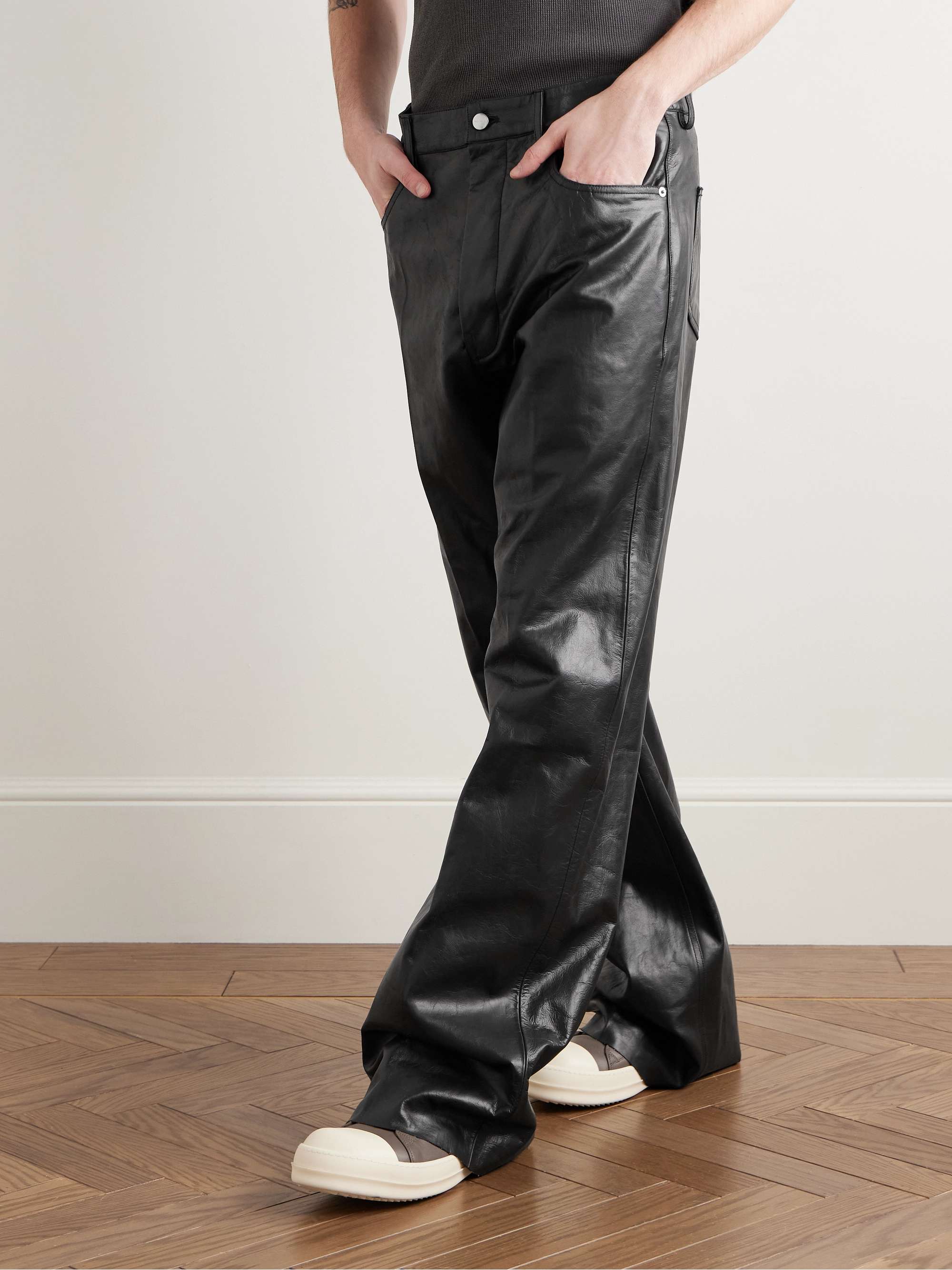 Geth Wide-Leg Leather Trousers view