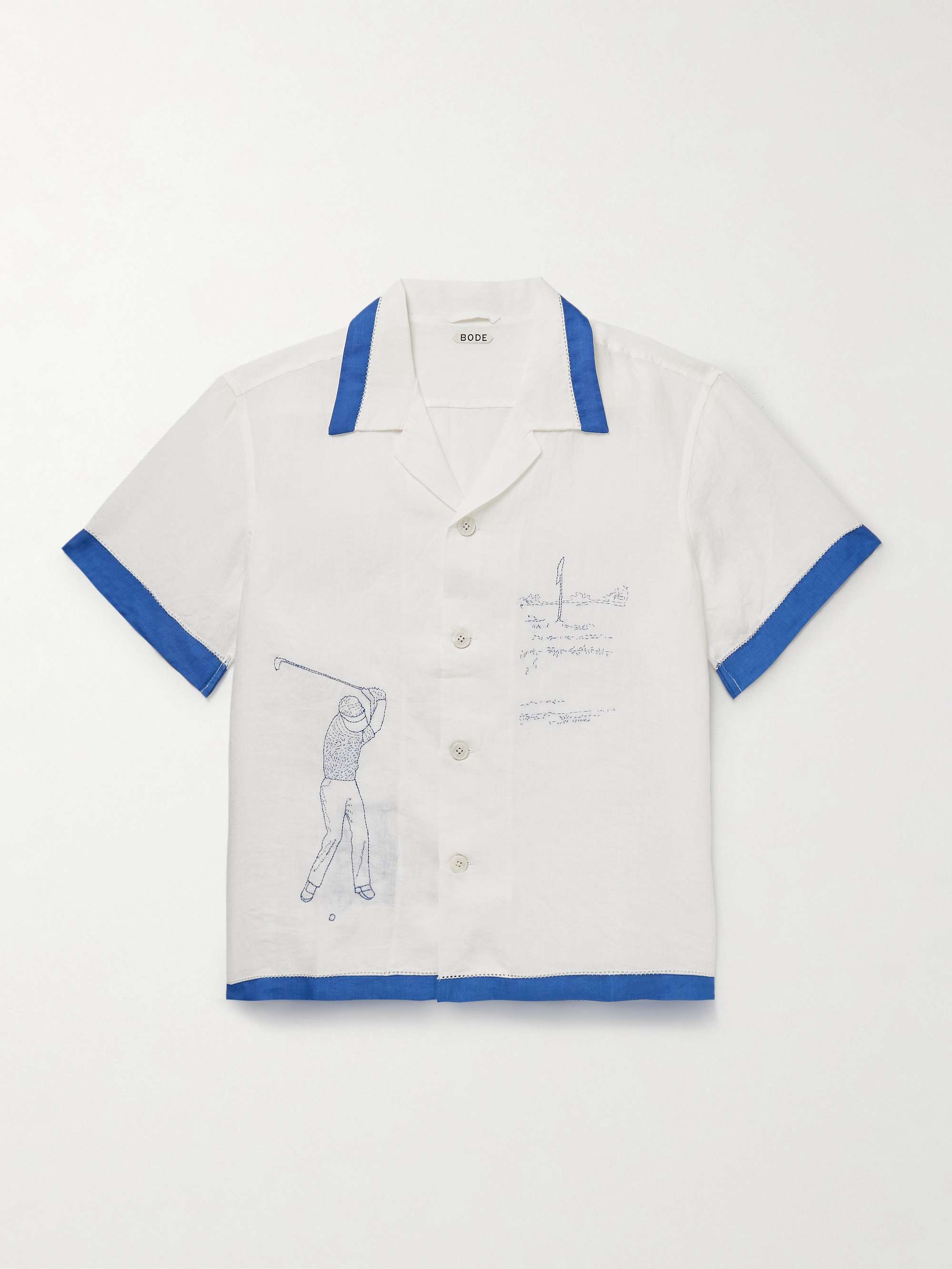 Club Champion Camp-Collar Embroidered Linen Shirt hero visual