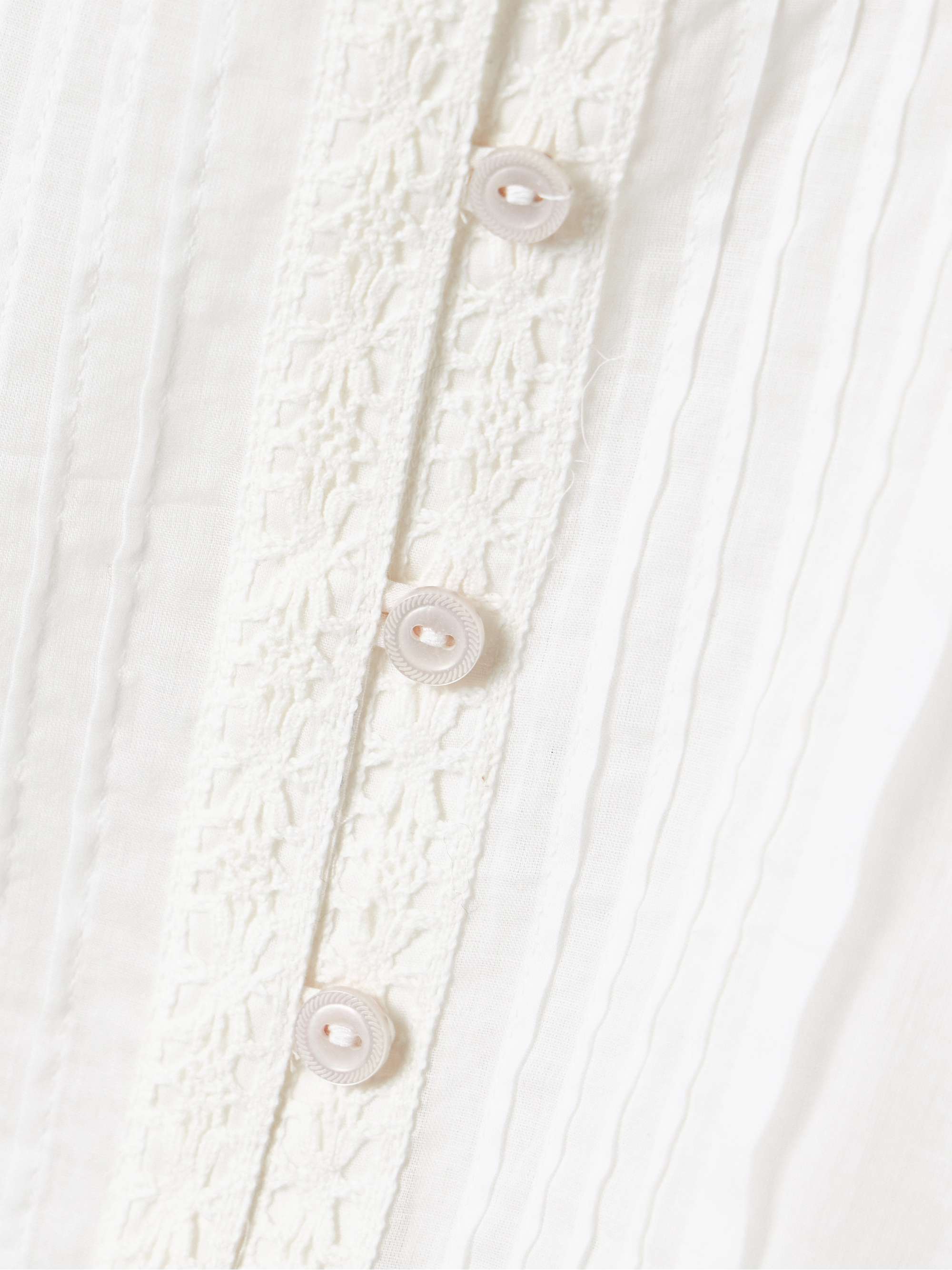 Greicy guipure lace-trimmed pintucked cotton-voile shirt view