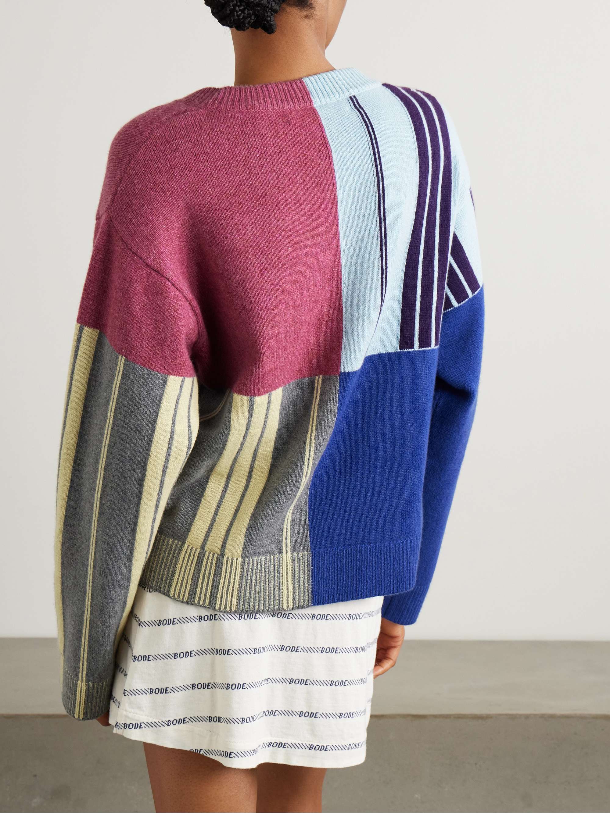 Color-block striped cashmere cardigan view